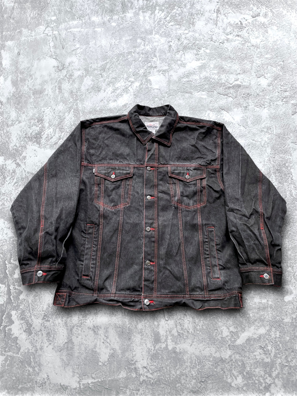 Vintage Huncho Hip Hop Embroidered Black Denim Jacket - 2XL