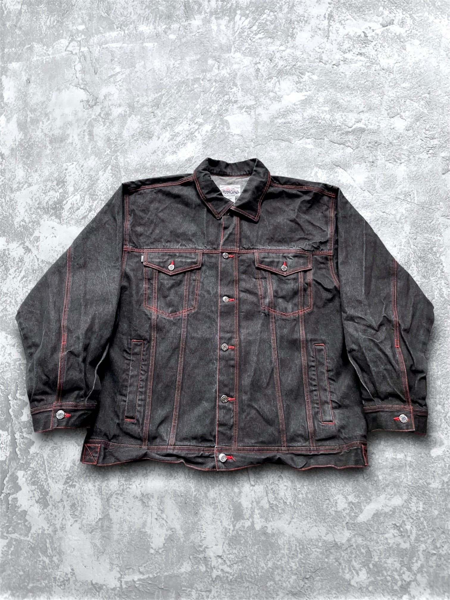 Vintage Huncho Hip Hop Embroidered Black Denim Jacket - 2XL