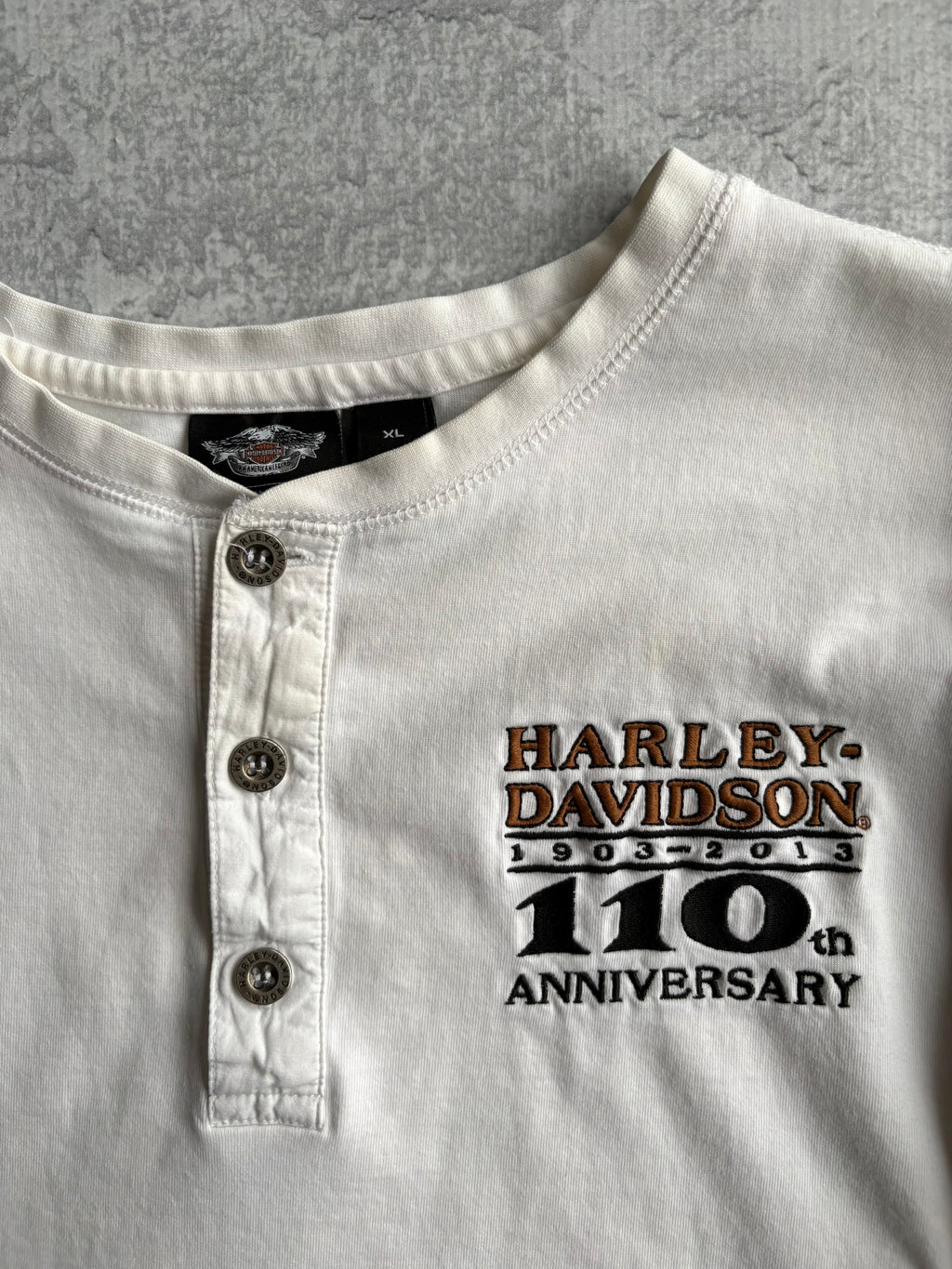 Harley Davidson Spellout White Longsleeve Tee Shirt - XL