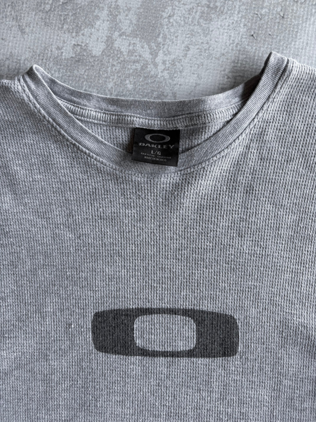 Vintage Y2K Oakley Center Logo Grey Thermal Longsleeve - L