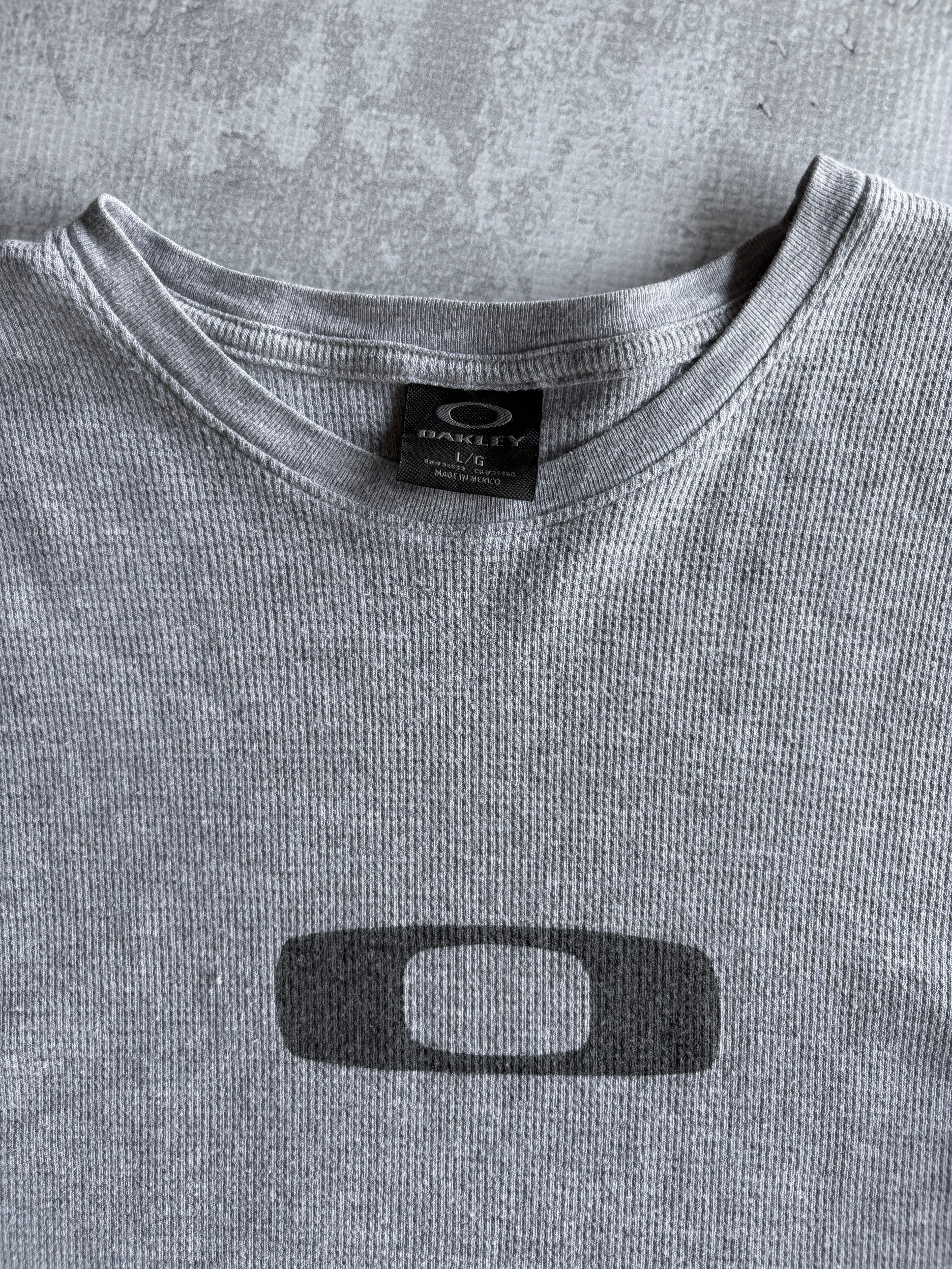Vintage Y2K Oakley Center Logo Grey Thermal Longsleeve - L