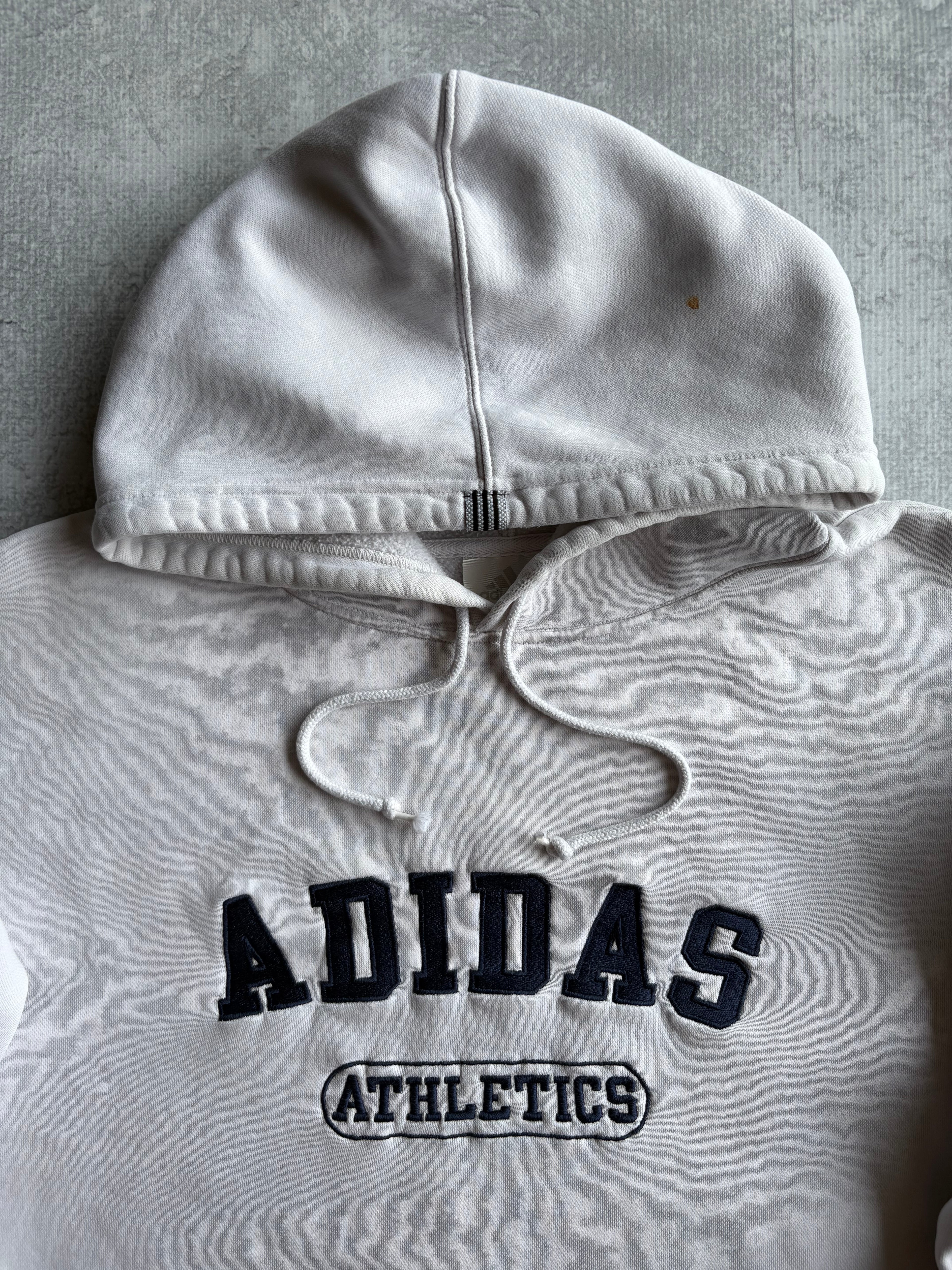 Vintage Adidas Spellout Center
Logo White Boxy Hoodie - XL