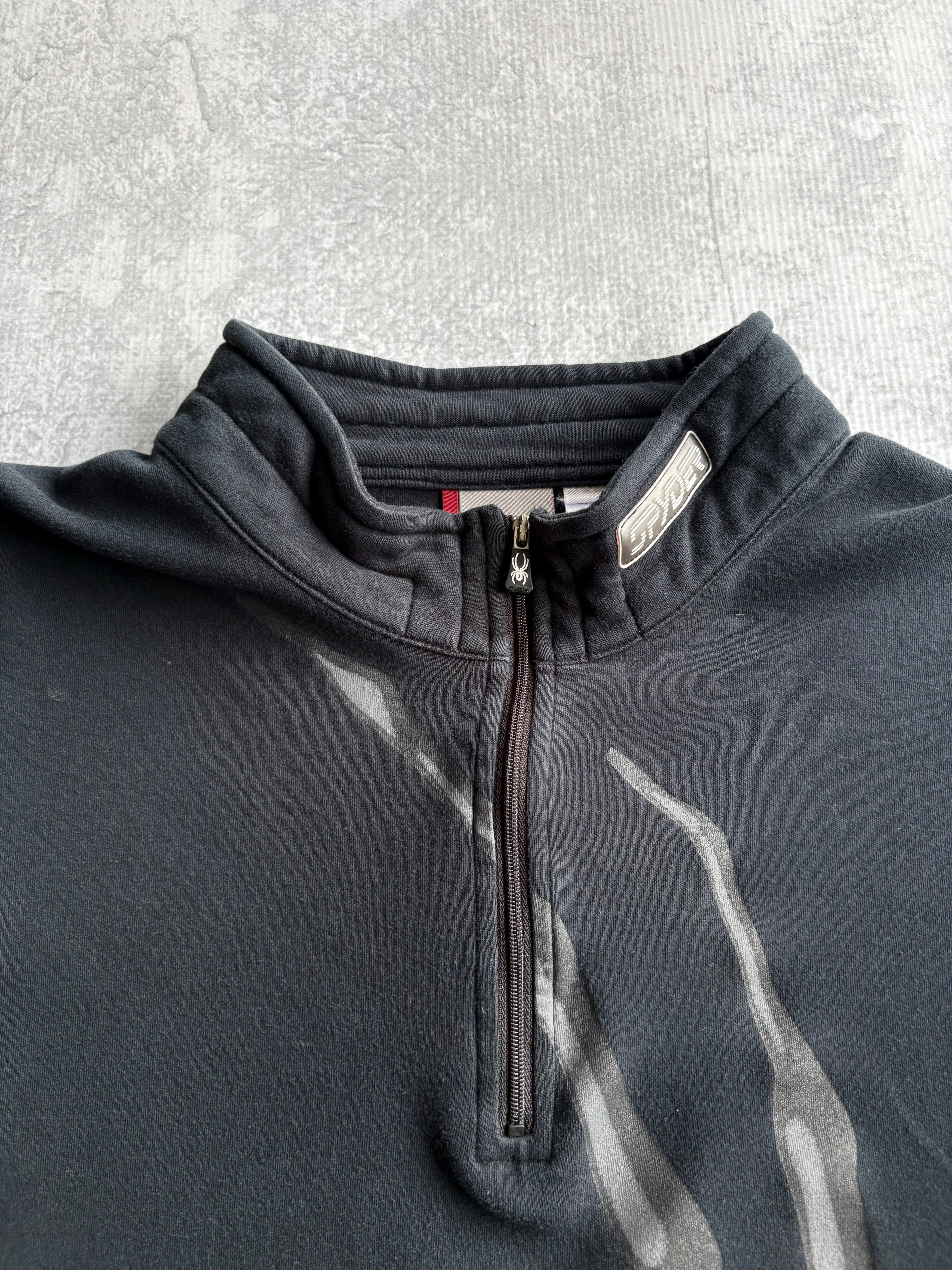 Vintage Y2K Spyder AOP Black Quarter Zip Longsleeve Sweater - XL