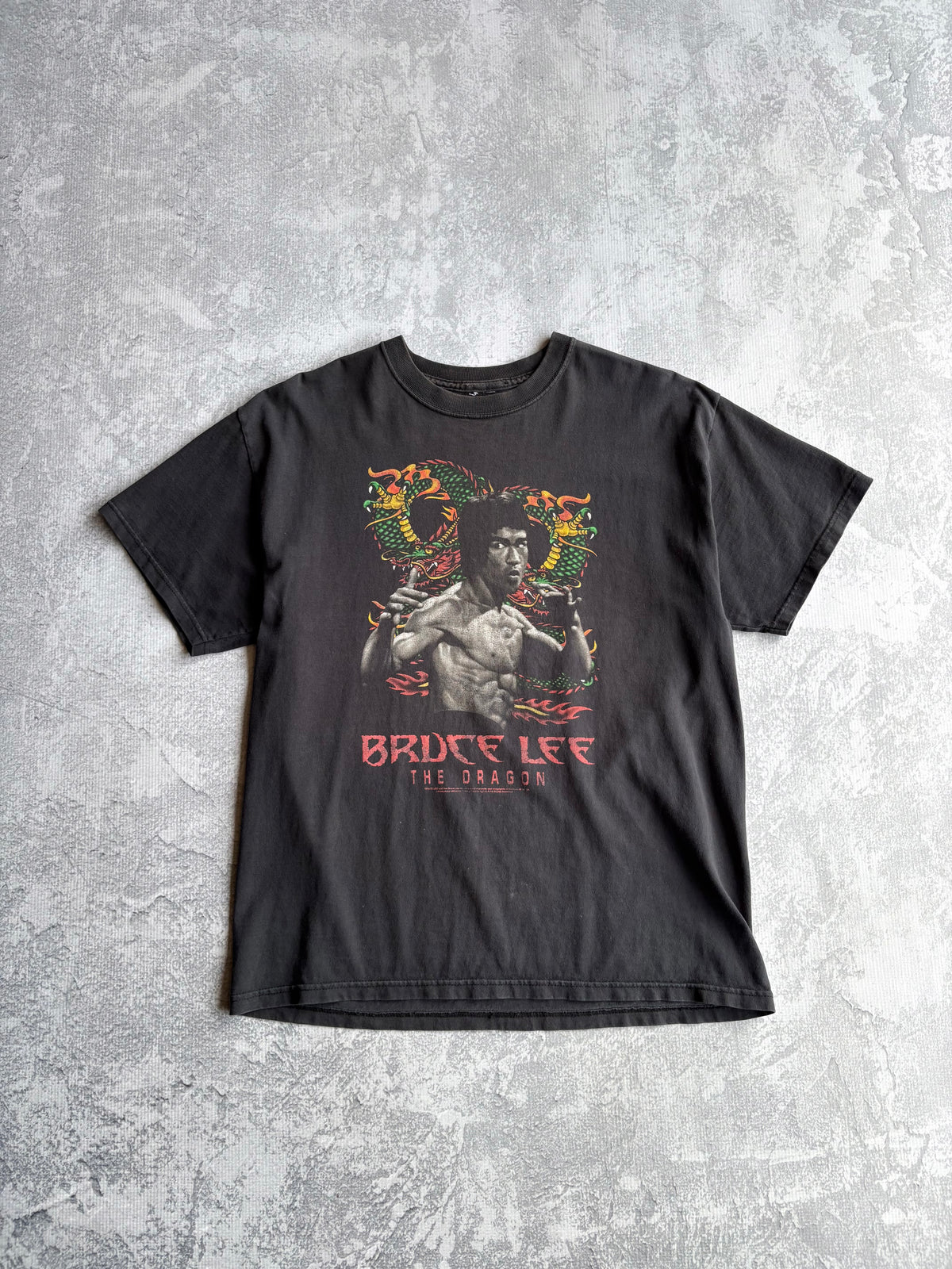 Vintage Bruce Lee The Dragon Faded Tee Shirt - L