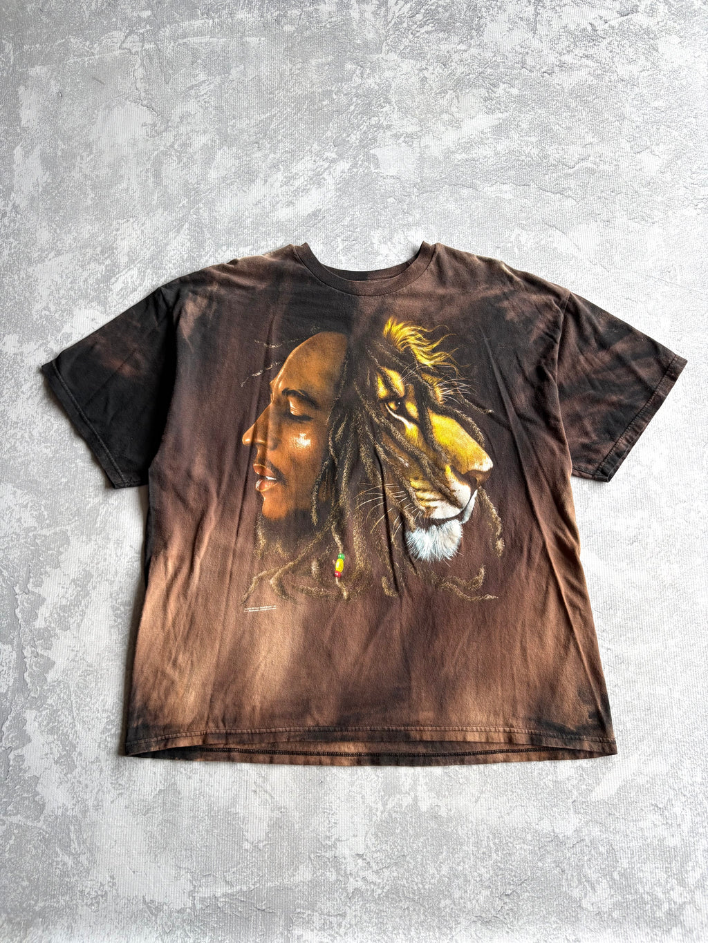 Vintage Bob Marley Lion Brown Tie Dye Tee Shirt - XL
