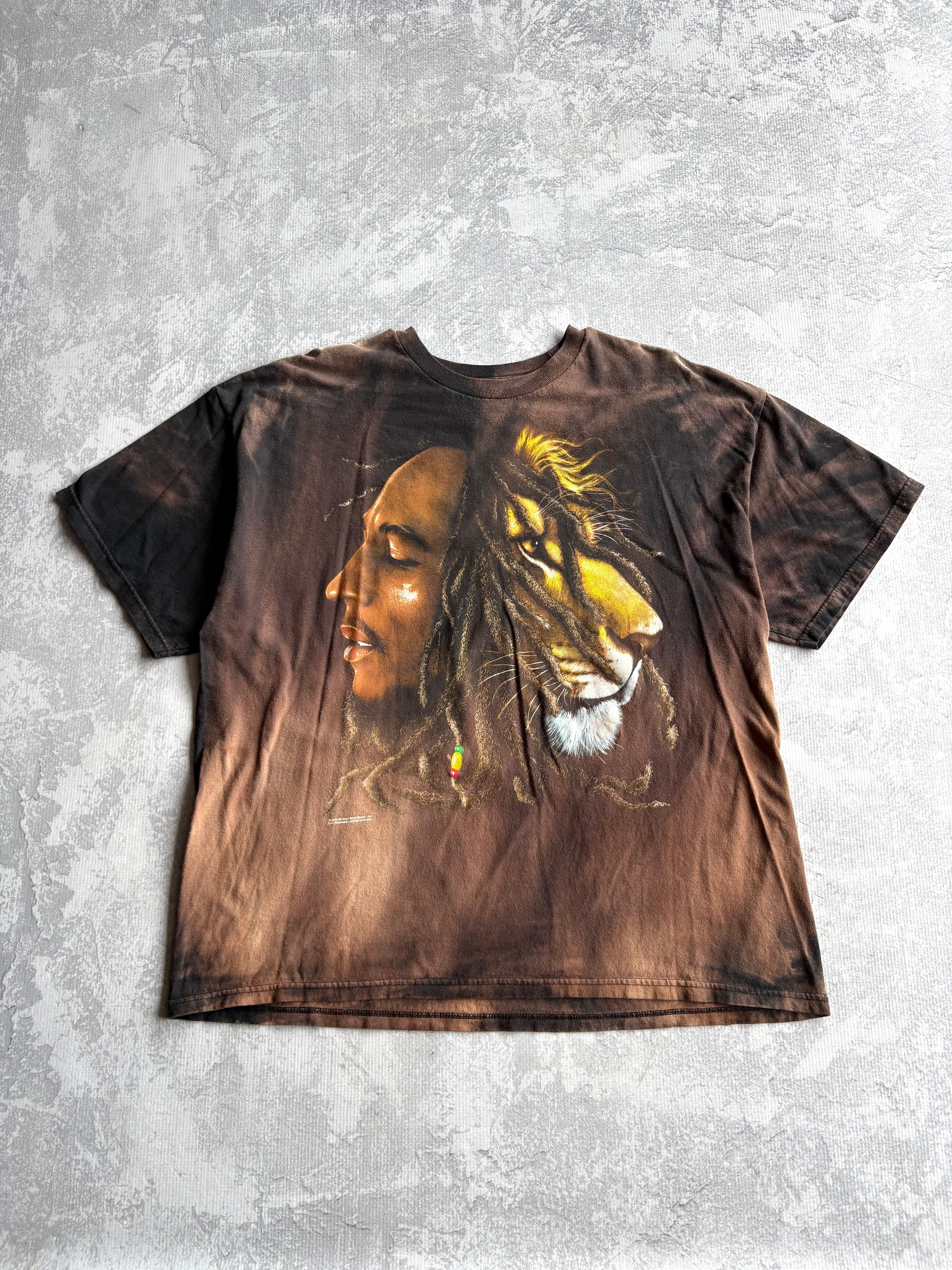 Vintage Bob Marley Lion Brown Tie Dye Tee Shirt - XL