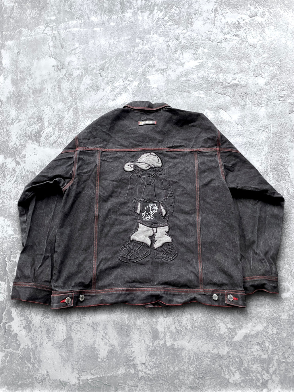 Vintage Huncho Hip Hop Embroidered Black Denim Jacket - 2XL