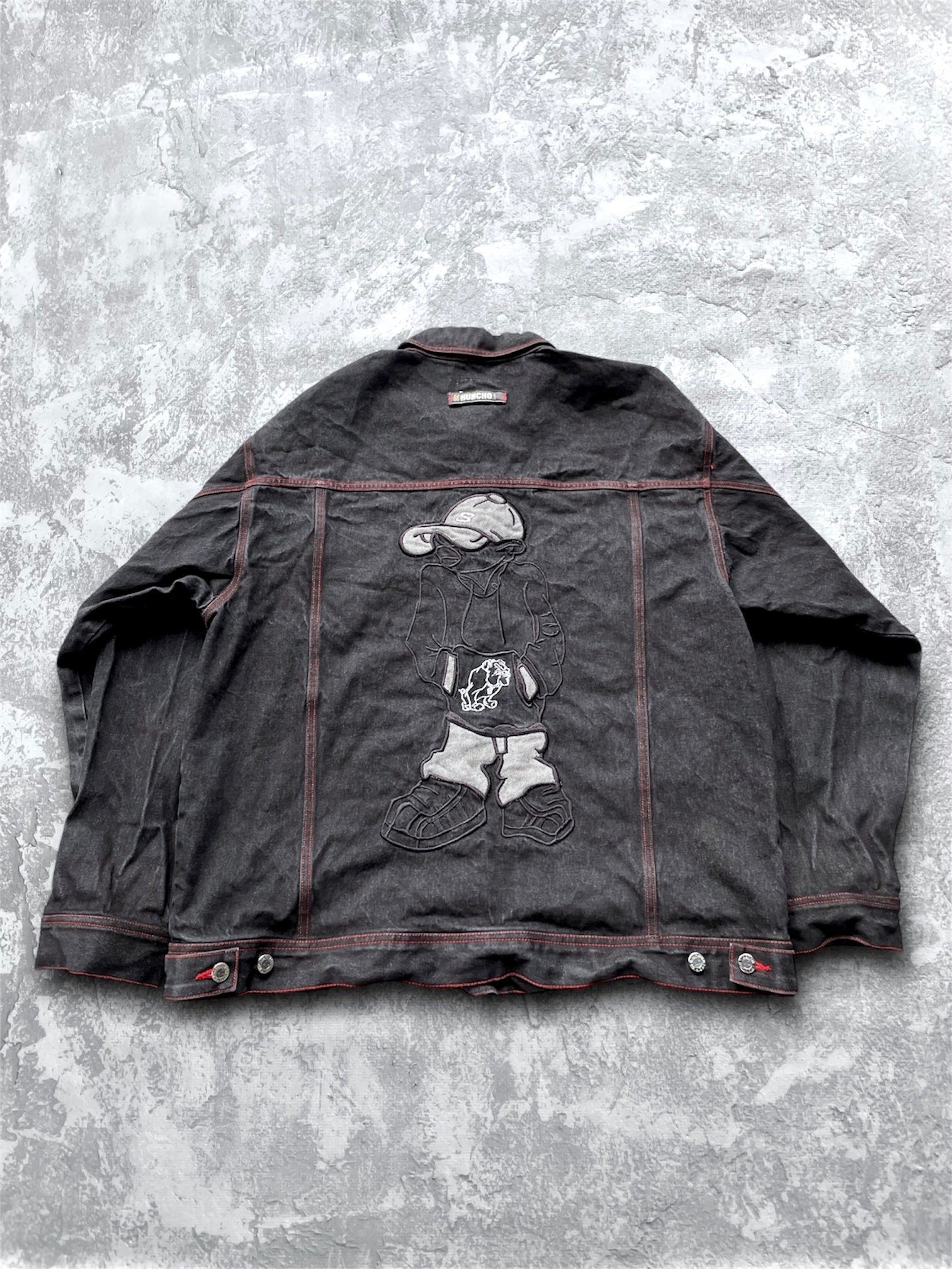 Vintage Huncho Hip Hop Embroidered Black Denim Jacket - 2XL