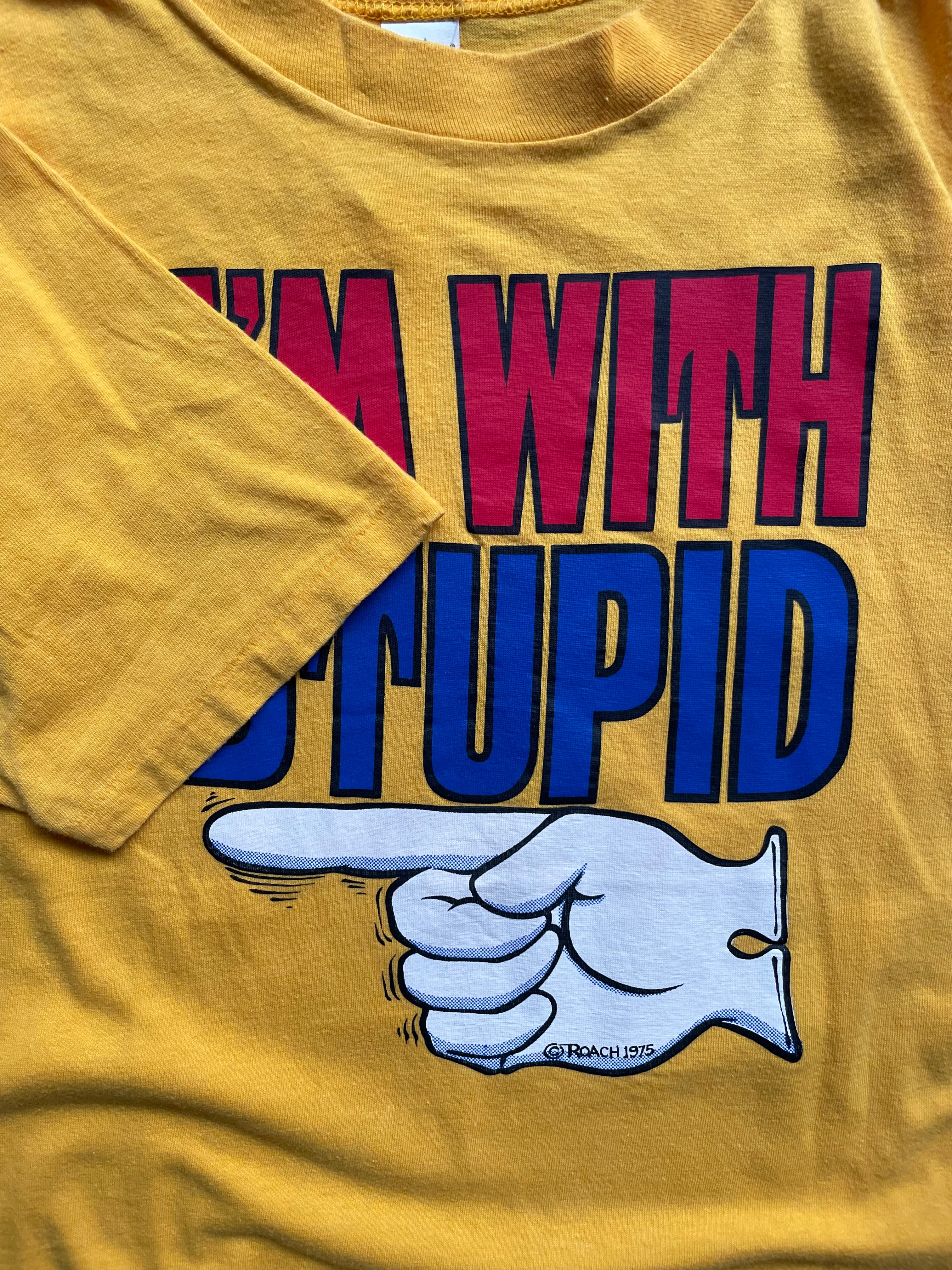 Vintage 1975 I'm With Stupid ROACH Comedy Tee Shirt - M