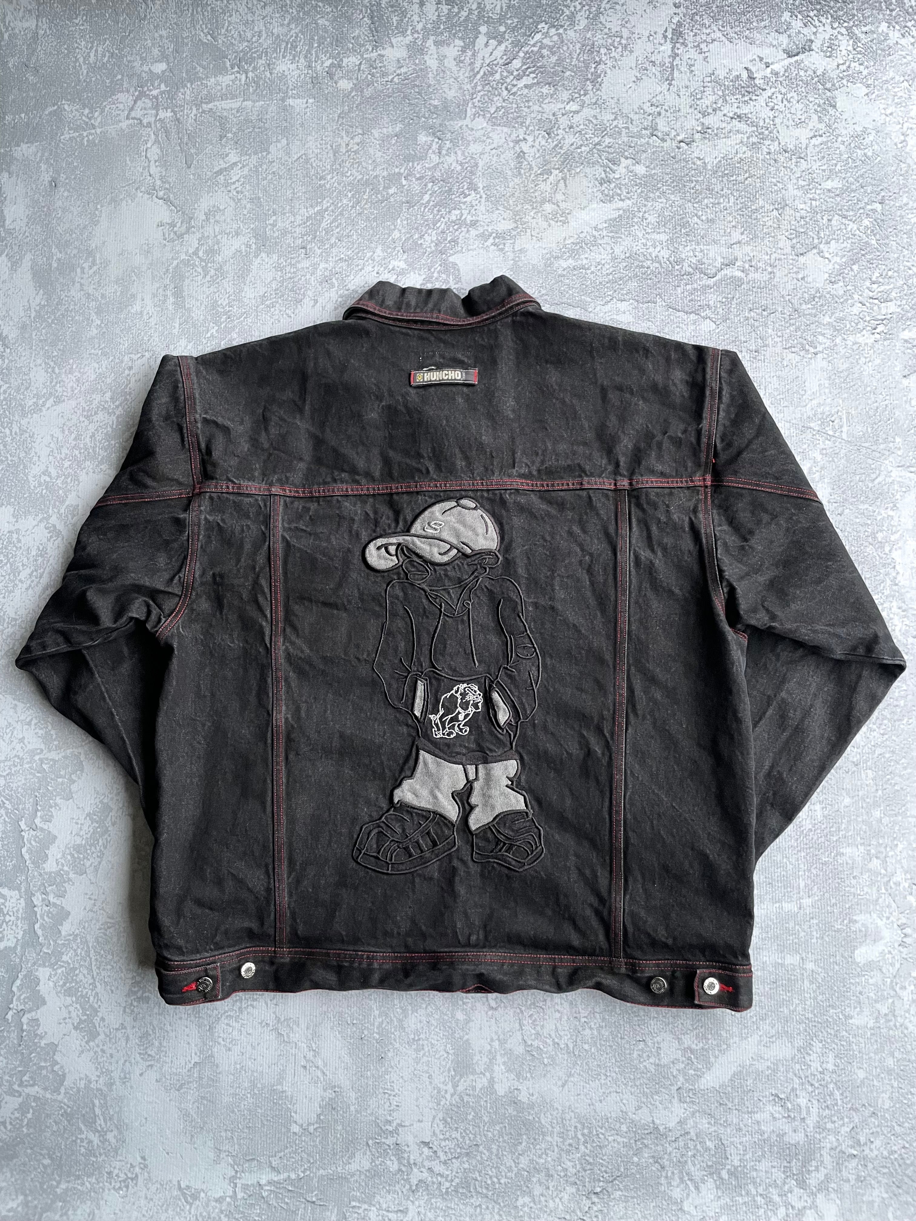 Vintage Huncho Hip Hop Embroidered Black Denim Jacket - 2XL