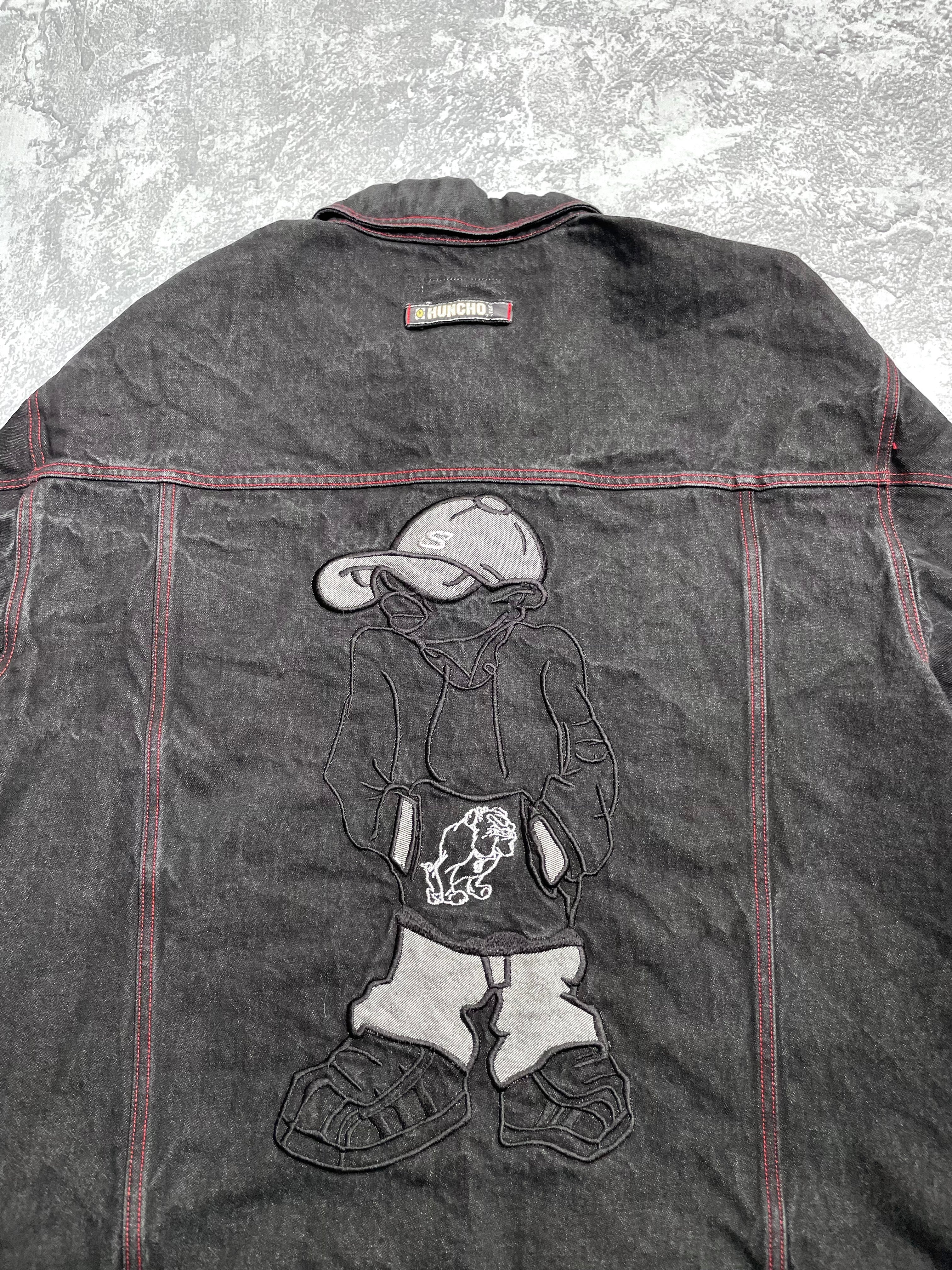 Vintage Huncho Hip Hop Embroidered Black Denim Jacket - 2XL