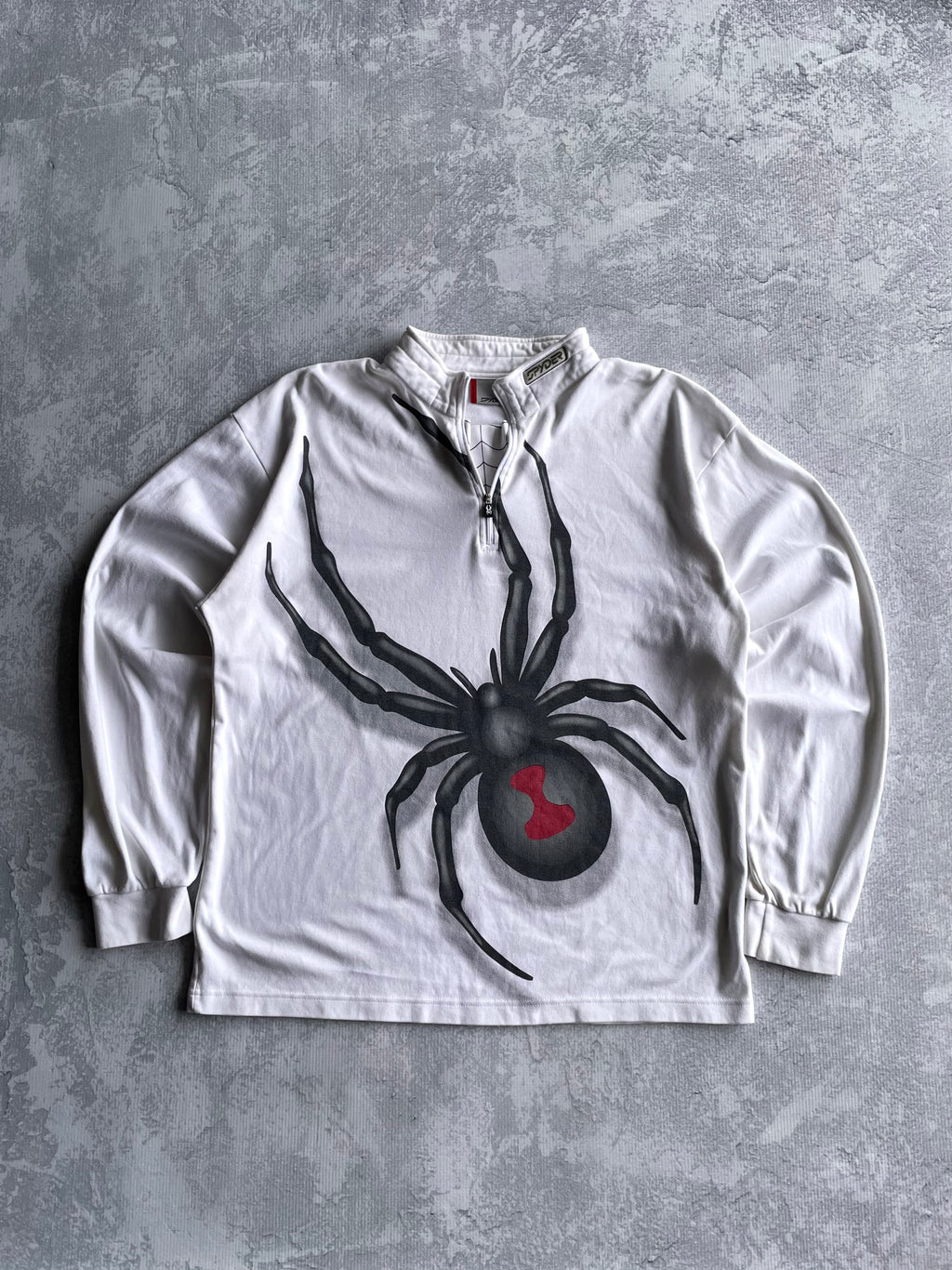 Vintage Y2K Spyder AOP White Quarter Zip Longsleeve Sweater - XL