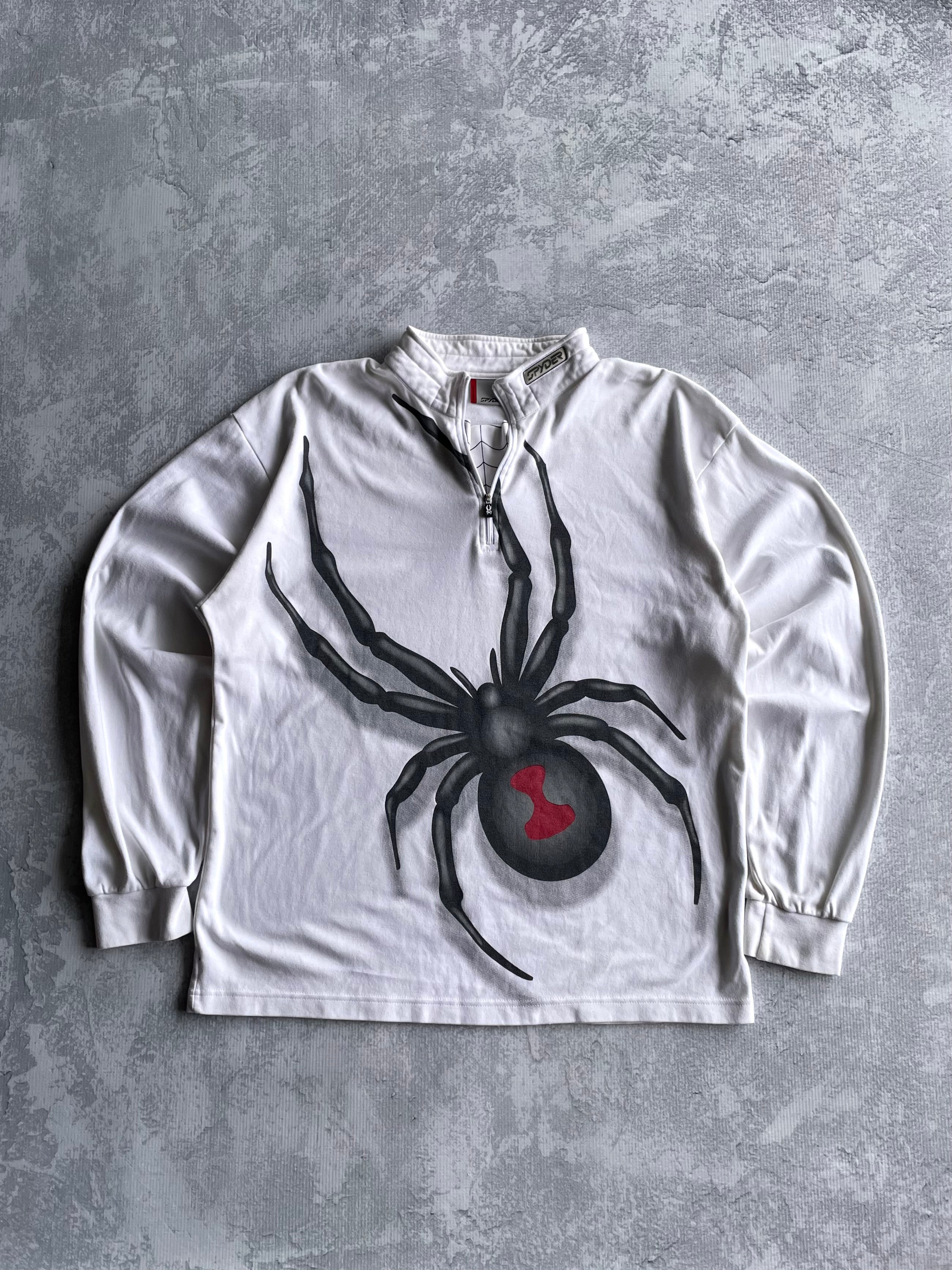 Vintage Y2K Spyder AOP White Quarter Zip Longsleeve Sweater - XL