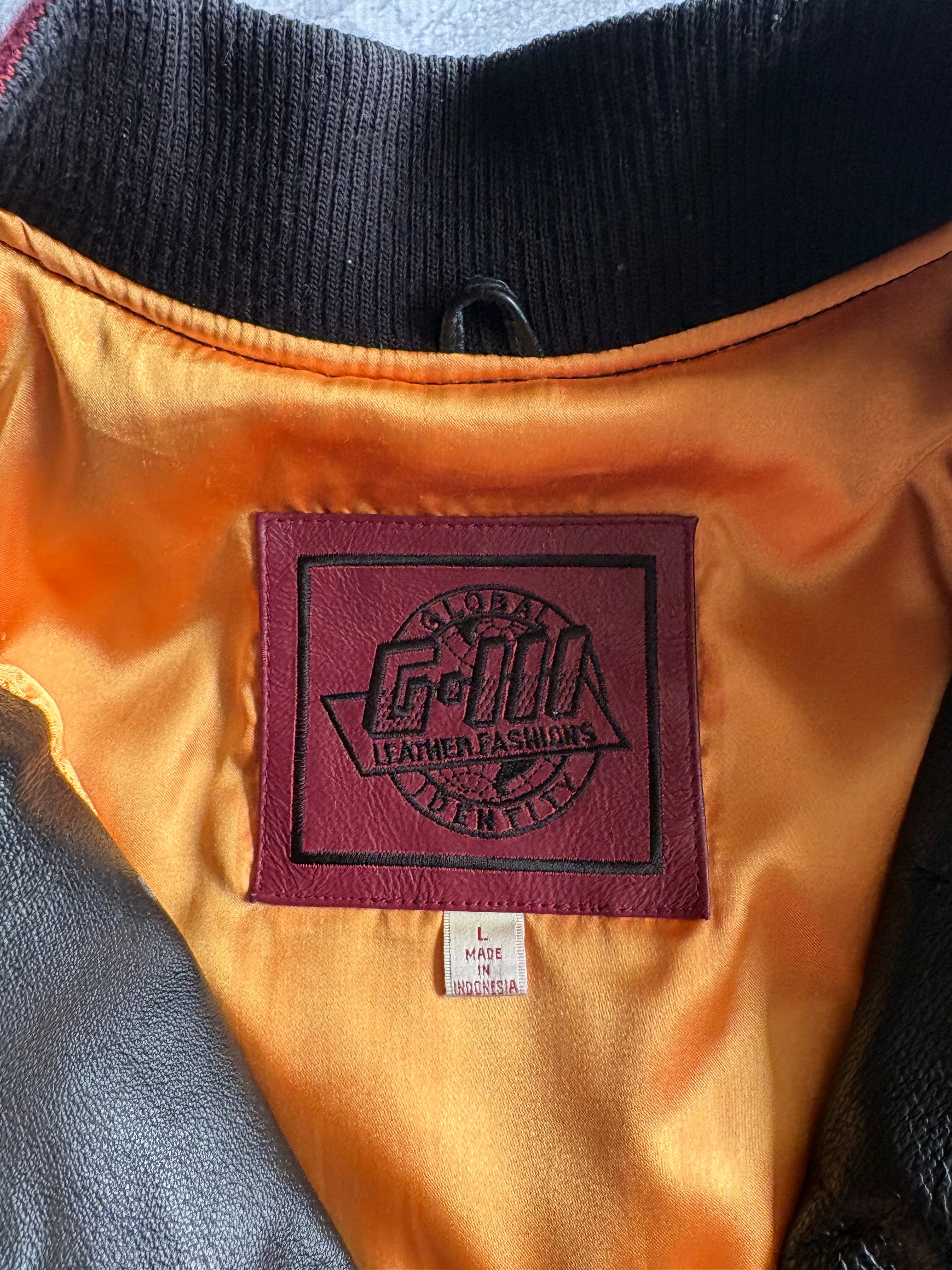 Vintage 90s Minnesota Gophers GI-3 Embroidered Leather Jacket - L