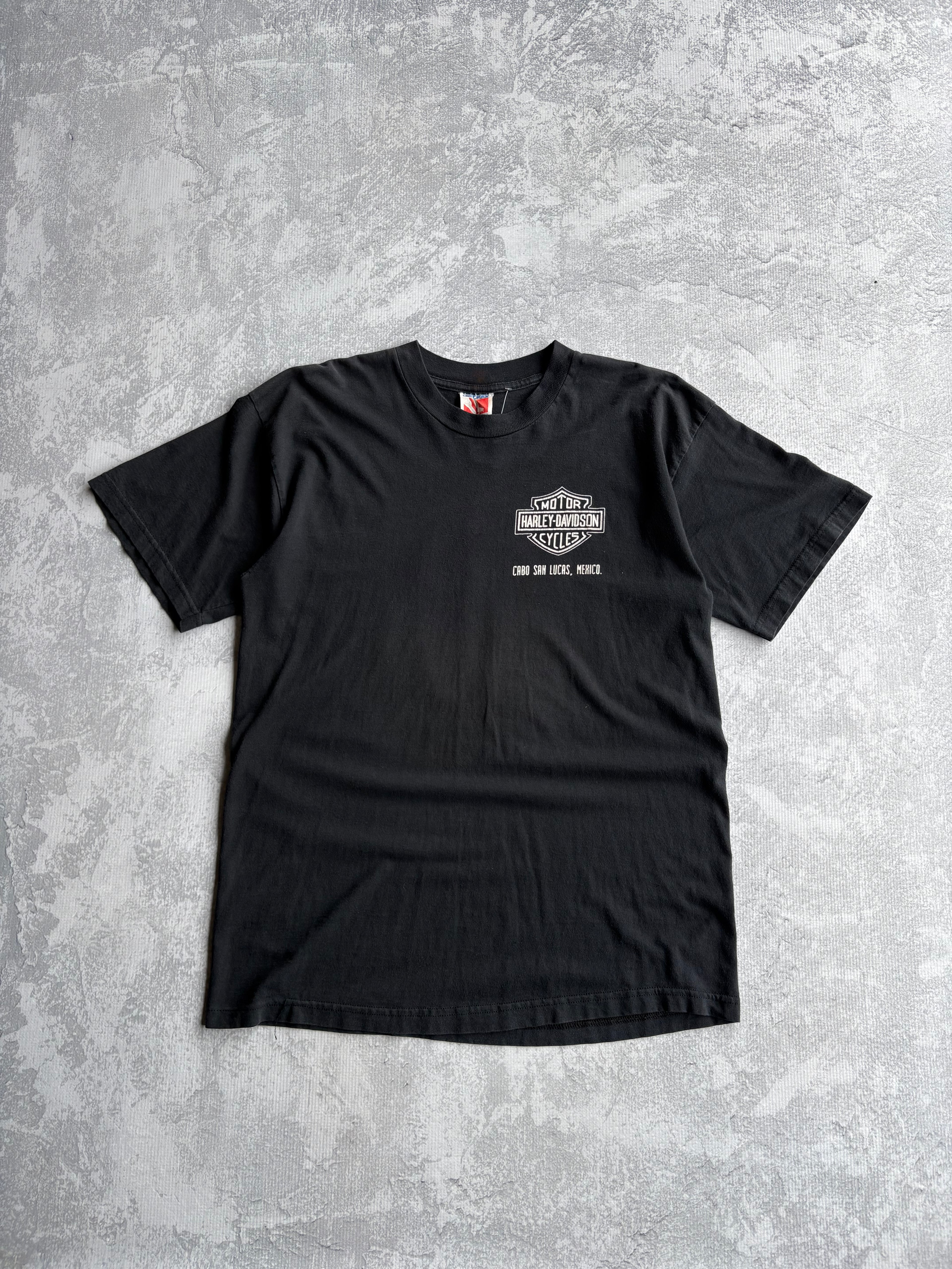 Vintage Harley Davidson Logo Eagle Mexico Black Tee Shirt - L