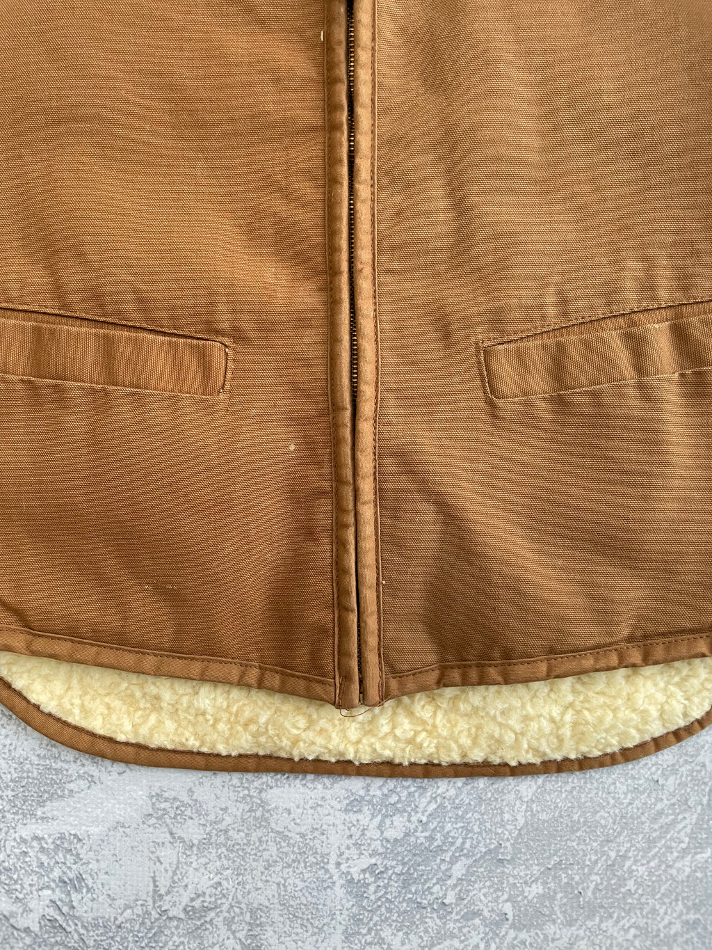 Vintage 80s Carhartt Beige Sherpa Lined Vest - L