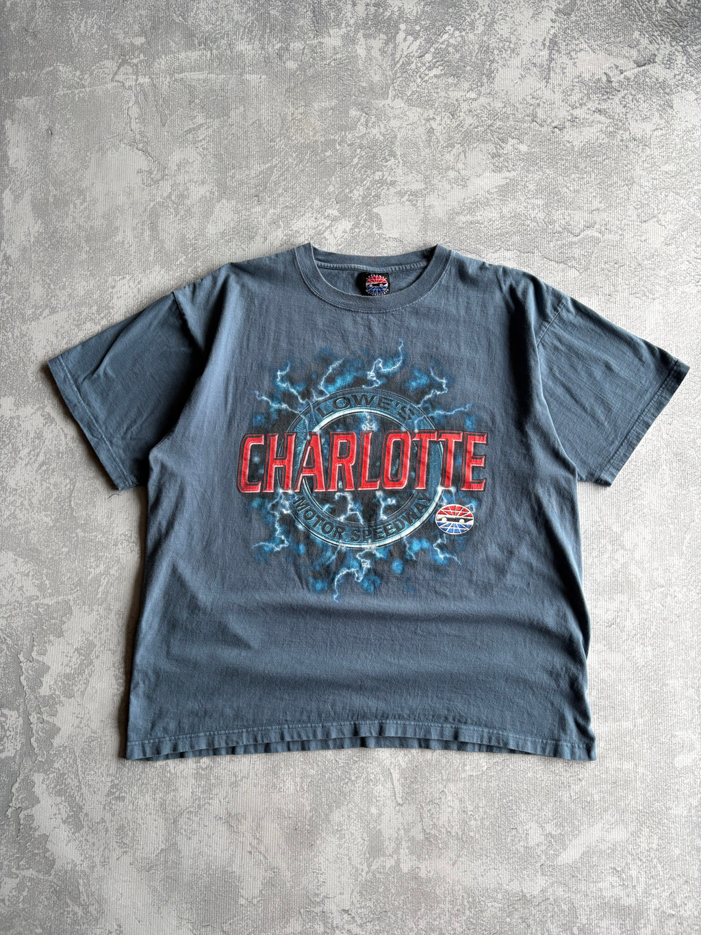 Vintage 90s Charlotte Motor Speedway Lightning Blue Tee Shirt - 2XL