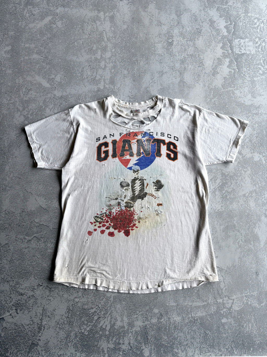 Vintage 90s San Francisco Giants Grateful Dead Thrashed Tee Shirt - XL
