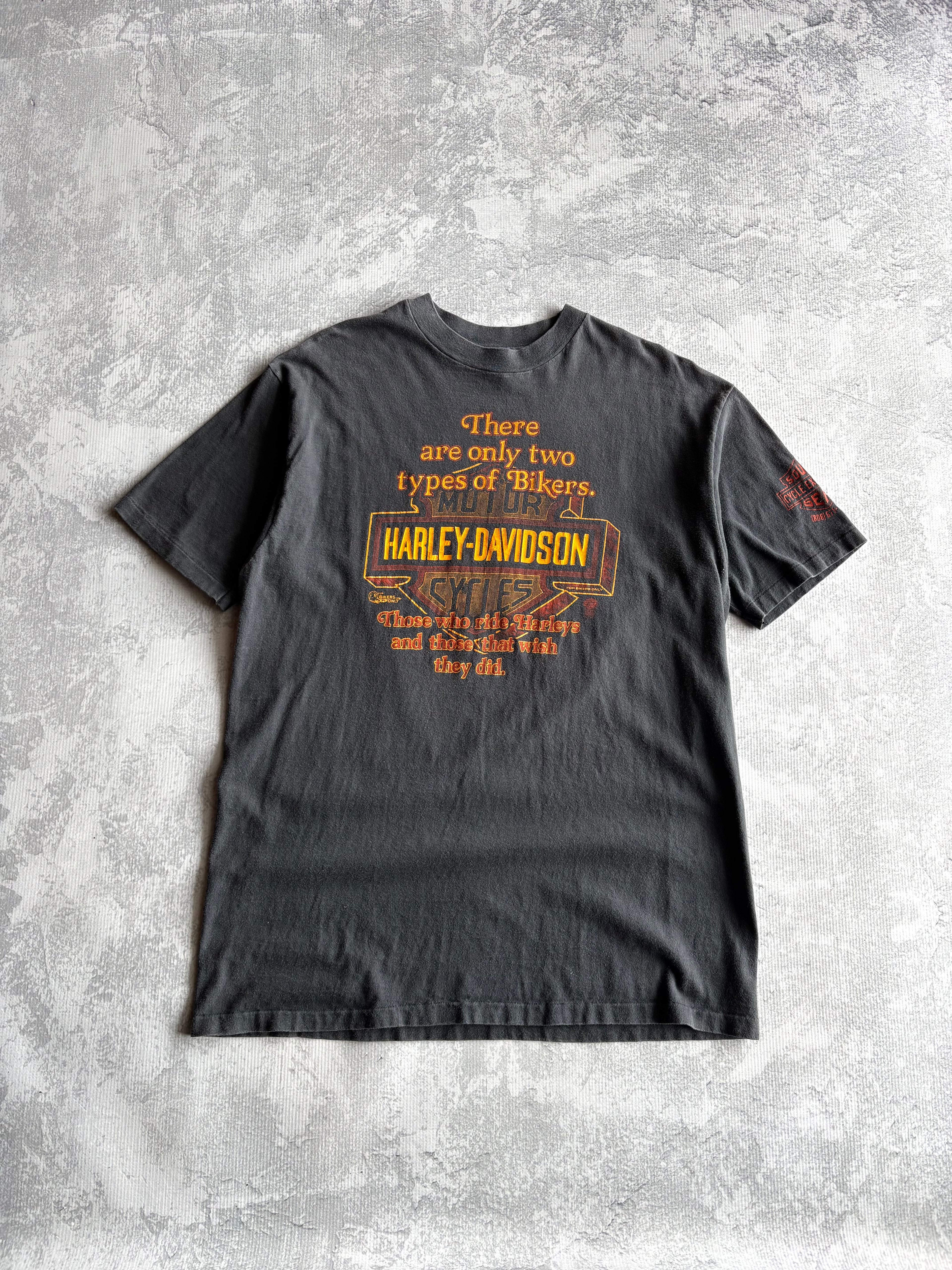 Vintage 90s Harley Davidson Two Types For of Bikers Black Tee Shirt - XL