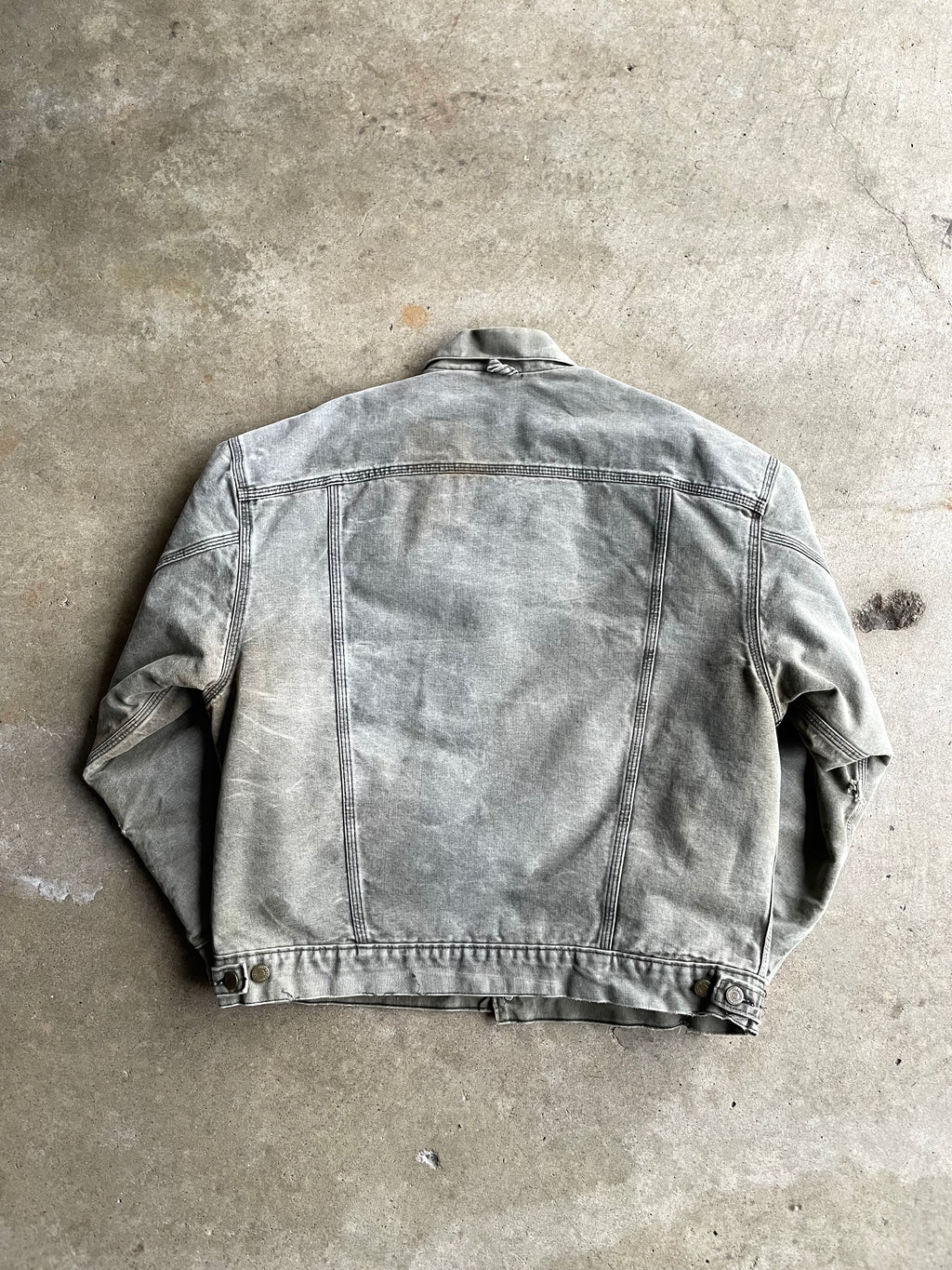 Vintage 90s JB182 Rare Carhartt Green Blanket Lined Distressed Trucker Jacket - L