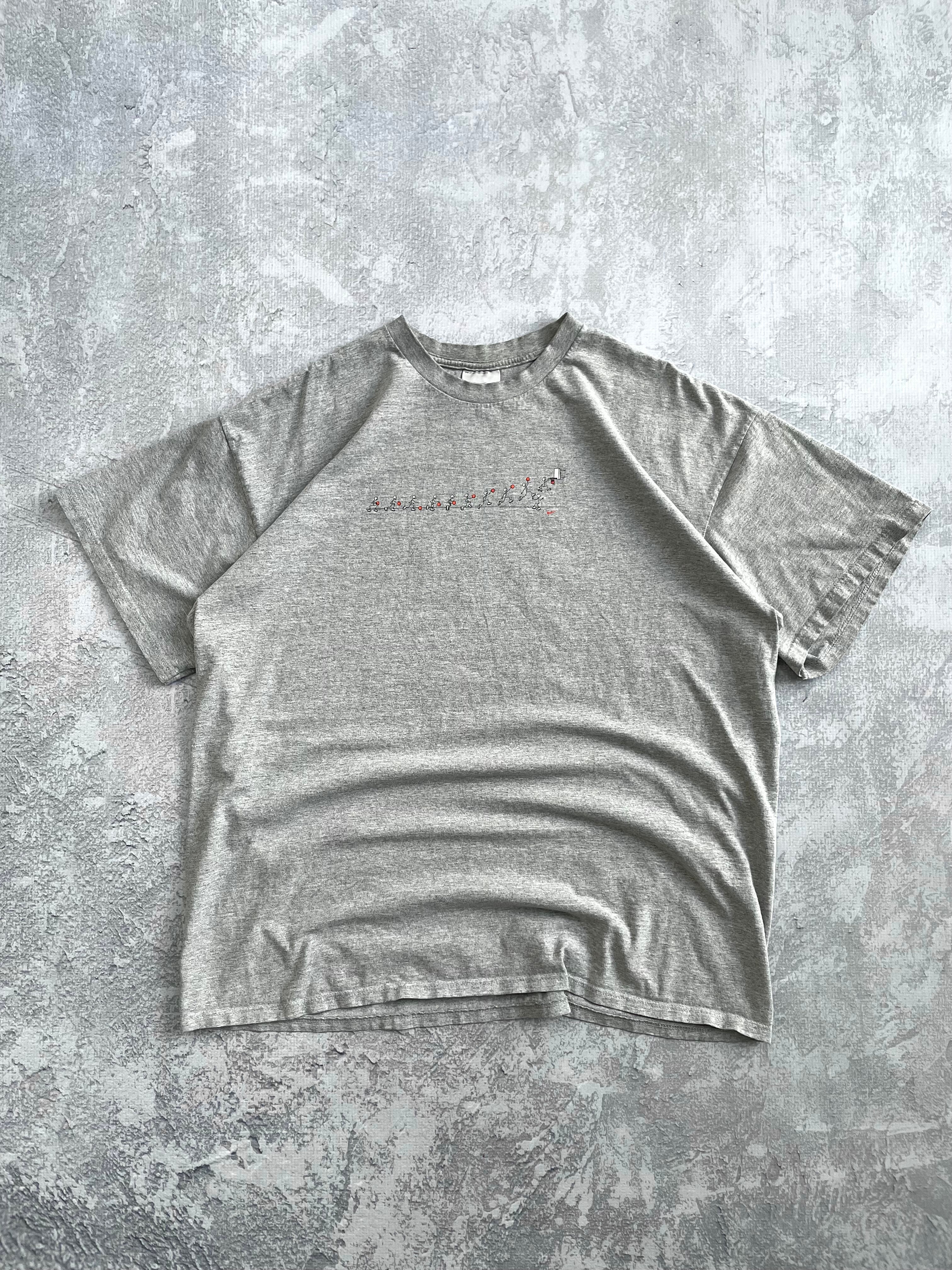 Vintage 2000s Nike Just Do It Basketball Cartoon Grey Tee Shirt - XL