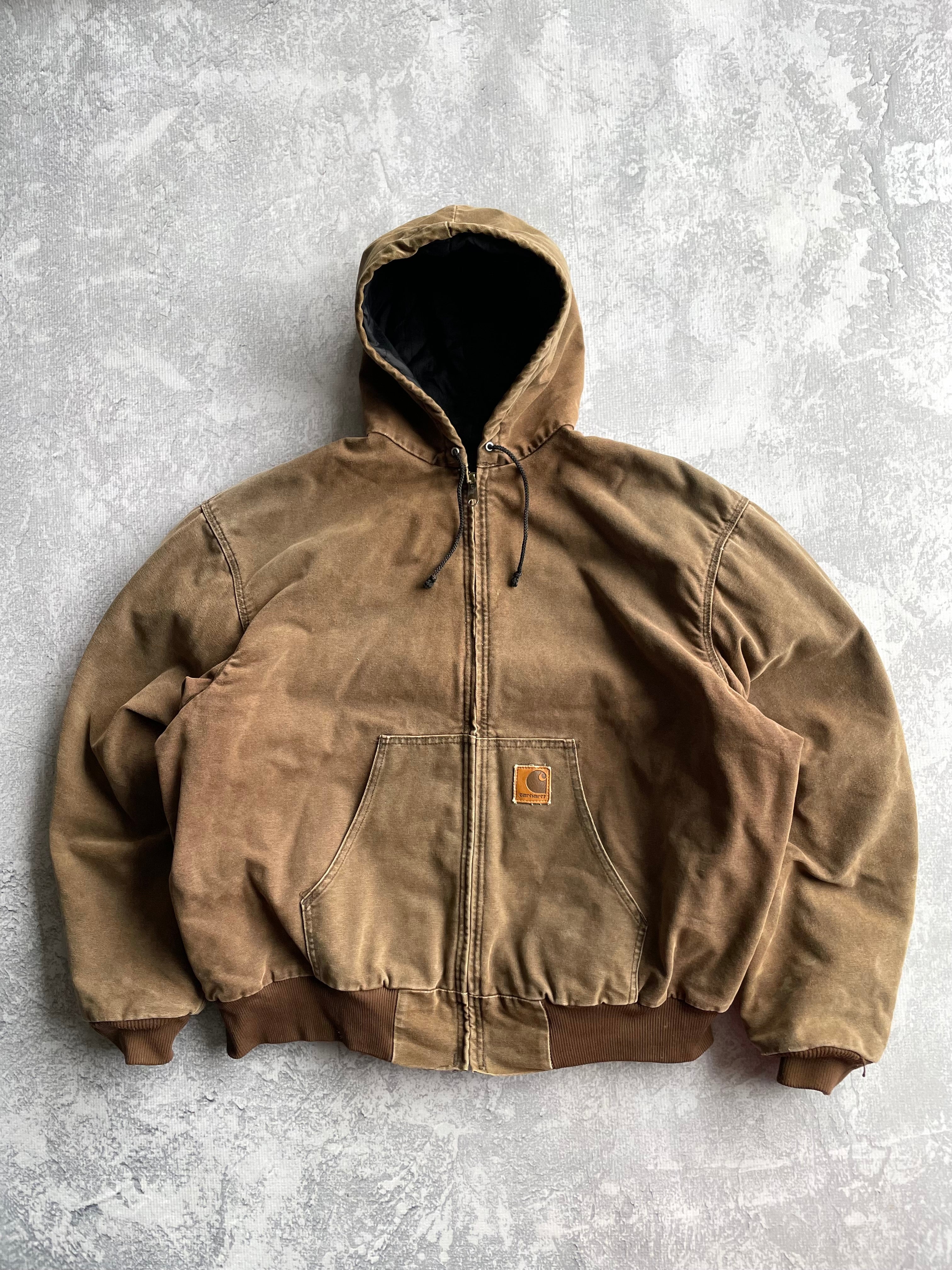 Vintage 90s Carhartt JQ282 Brown Worker Hooded Jacket - 2XL