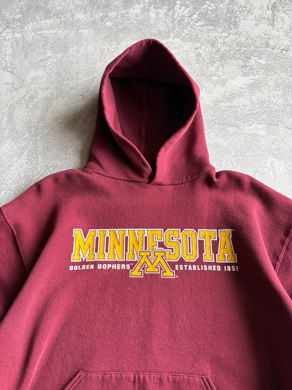Vintage 90s Russell Athletic University of Minnesota Gophers Spellout Hoodie - L