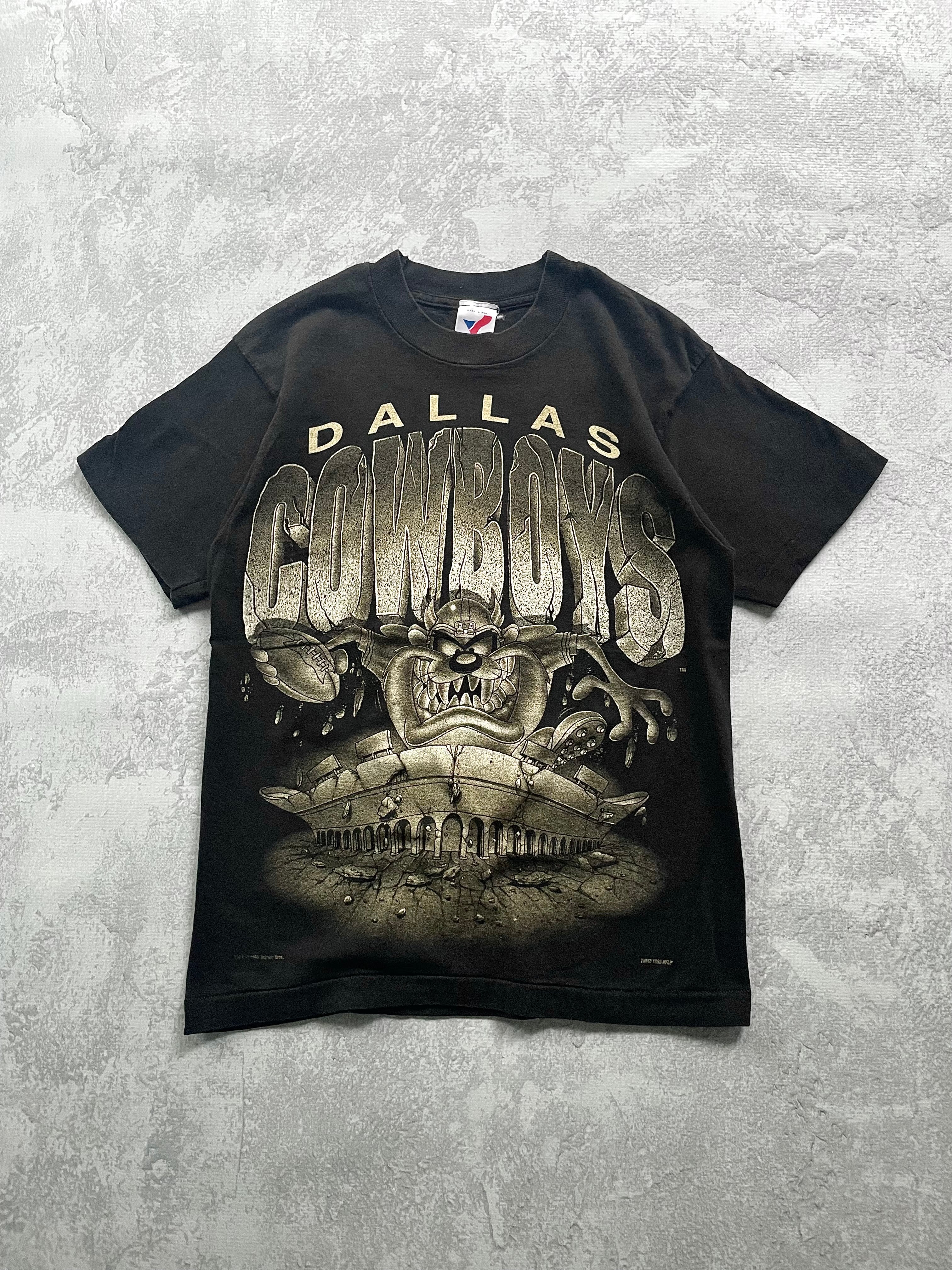 Vintage 90s Dallas Cowboys Taz Looney Tunes Spellout Tee Shirt - M