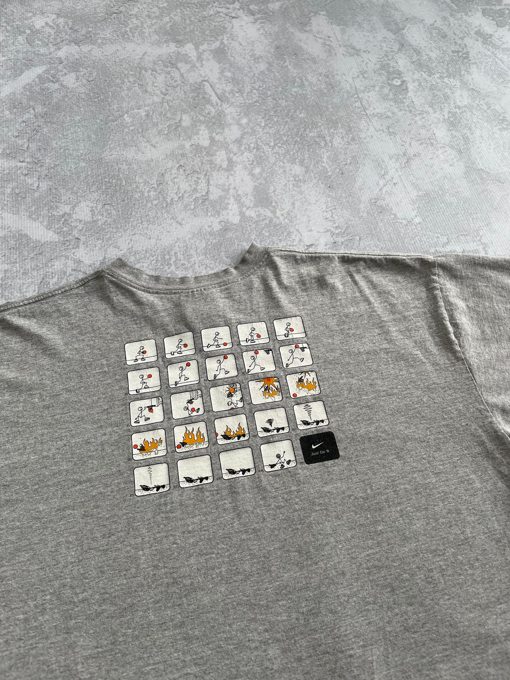 Vintage 2000s Nike Just Do It Basketball Cartoon Grey Tee Shirt - XL