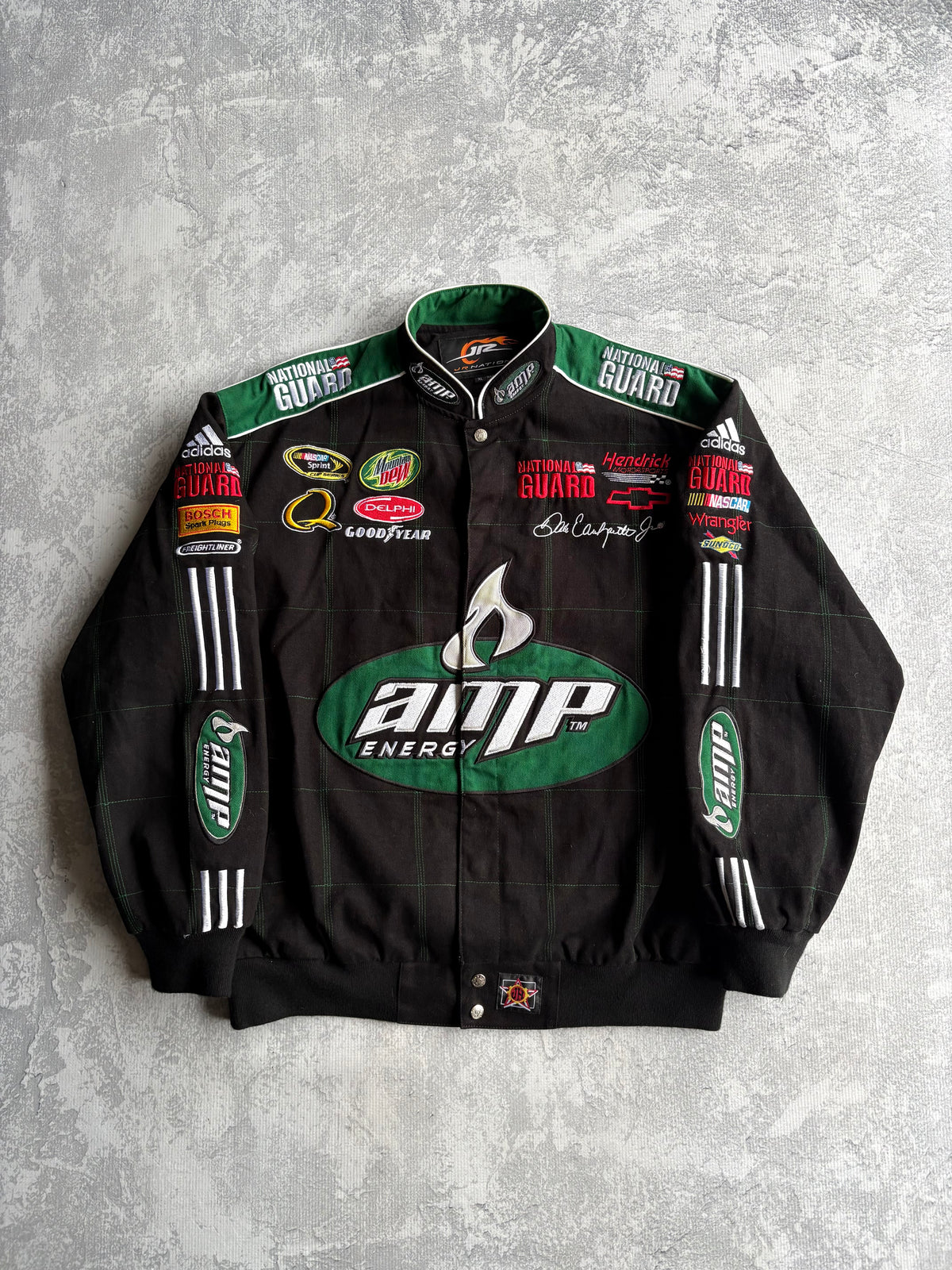 Vintage 2000s NASCAR Dale Earnhardt Jr. #88 Adidas AMP Energy Black Racing Jacket - XL