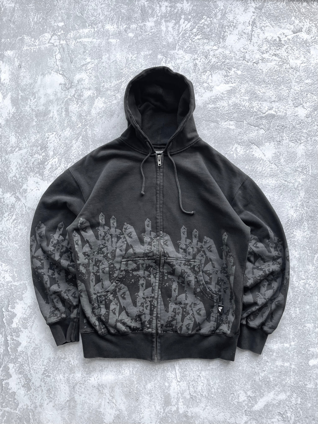 Vintage Famous Stars and Straps AOP Full Zip Logo Hoodie - Large