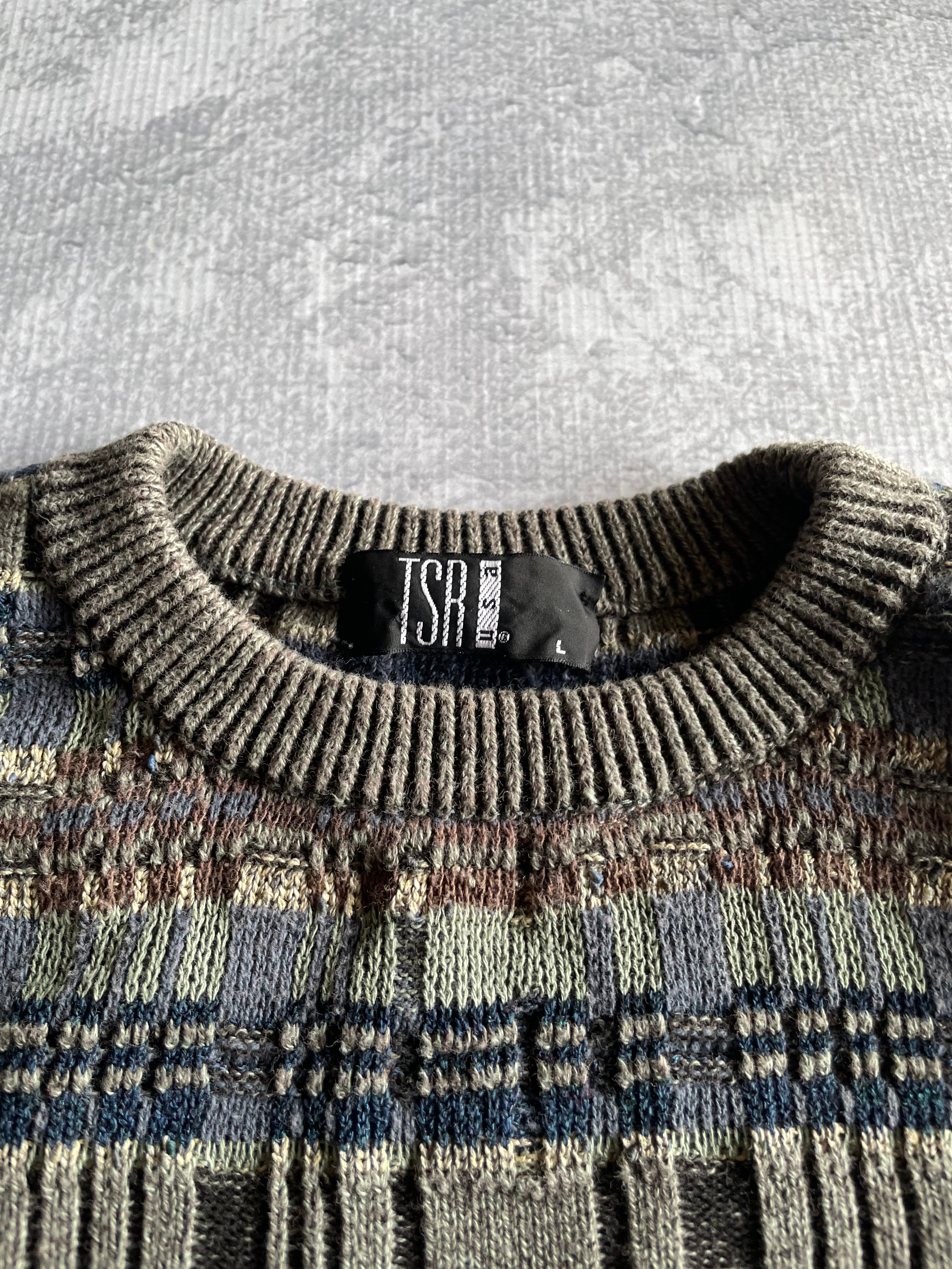 Vintage 90s TSR Geometric Knit Sweater - L