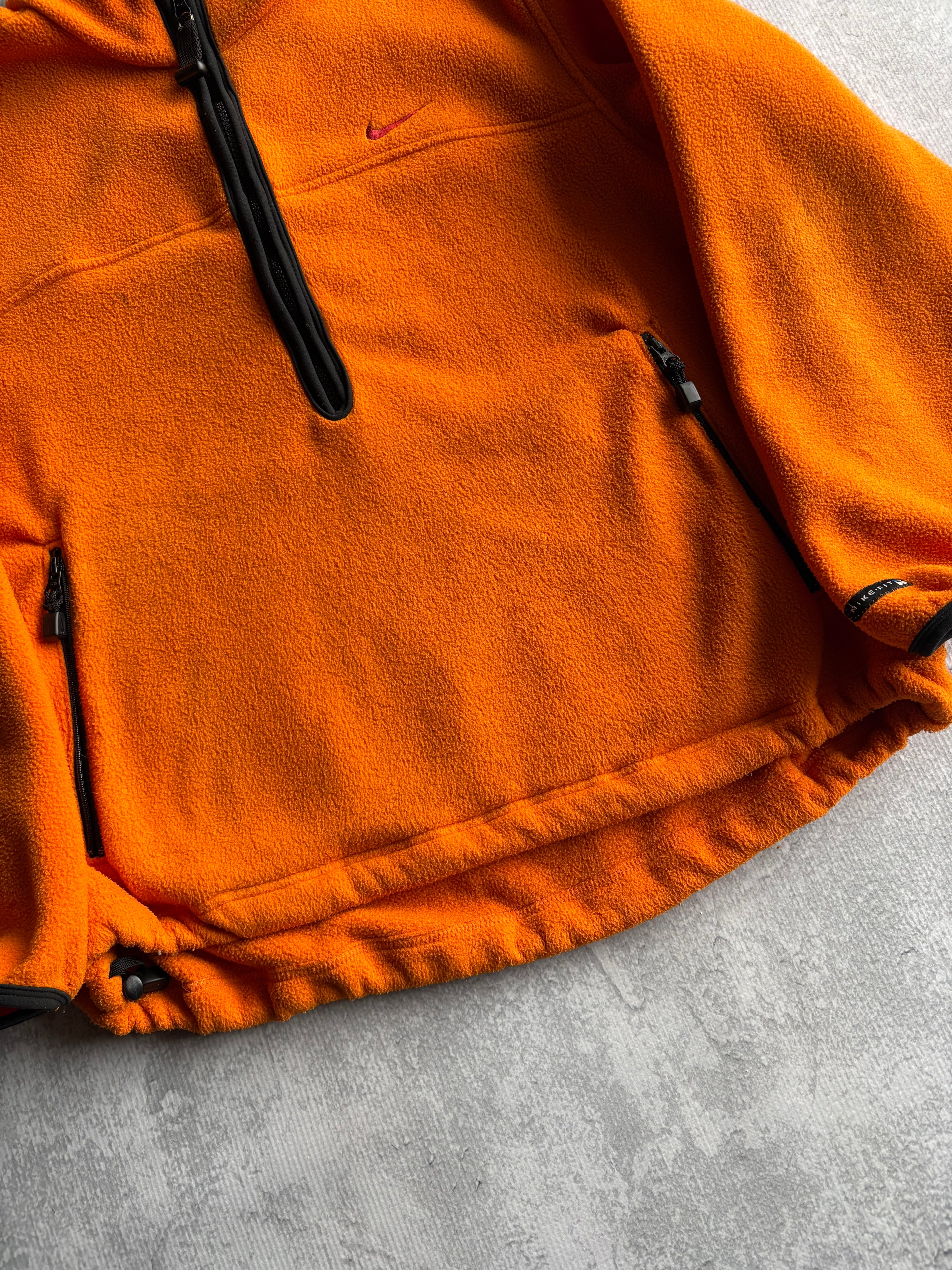 Vintage Nike ACG Quarter Zip Orange Fleece Sweater - L