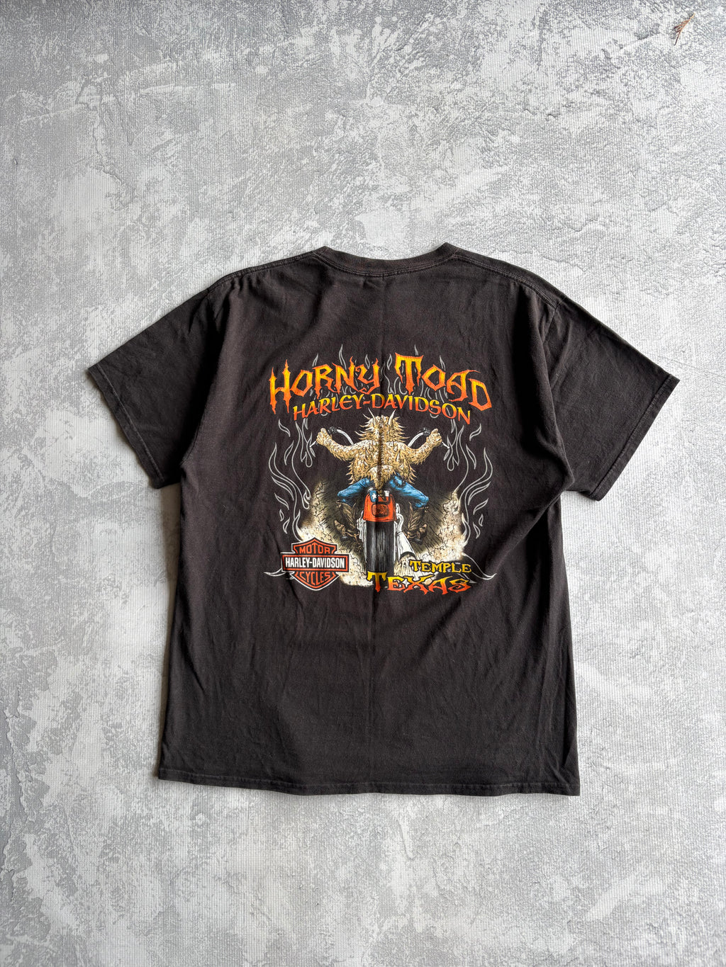 Vintage Harley Davidson Horny Biker Toad Texas Tee Shirt - L