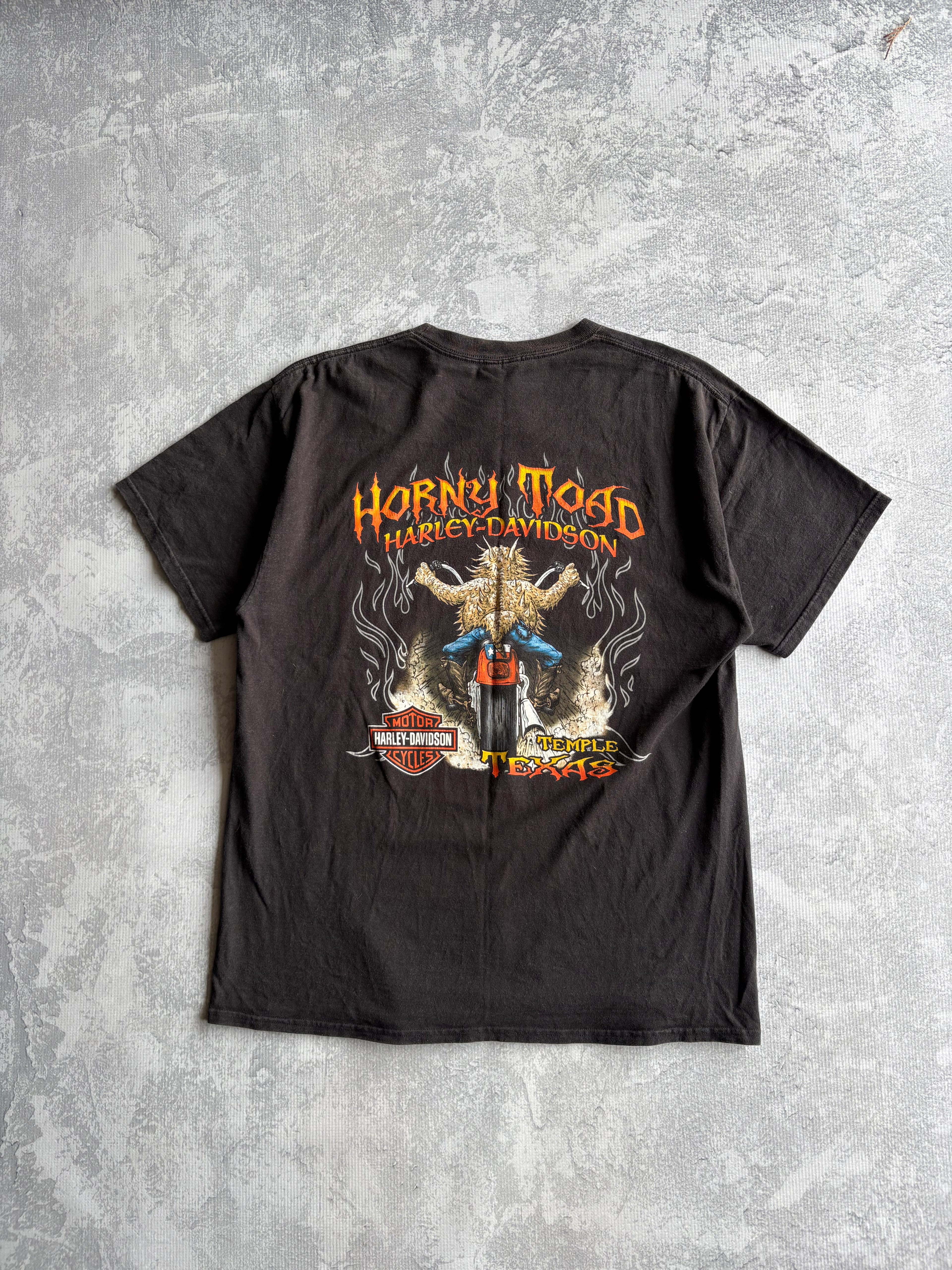 Vintage Harley Davidson Horny Biker Toad Texas Tee Shirt - L