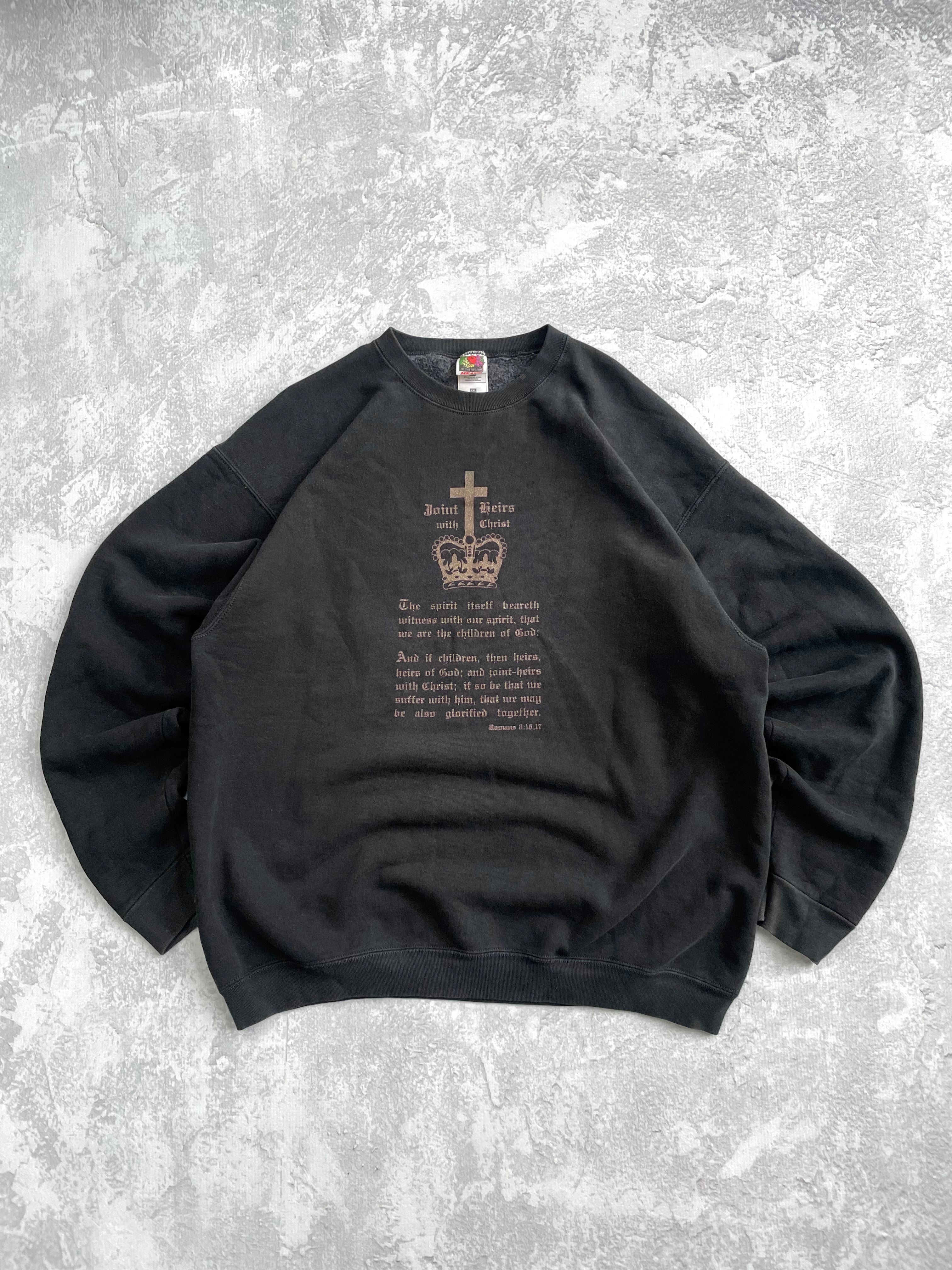 Vintage 90s Bible Verse Black Crewneck - 2XL