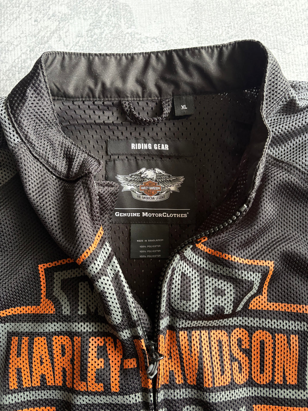 Vintage 90s Harley Davidson Logo Black Mesh Jacket - XL