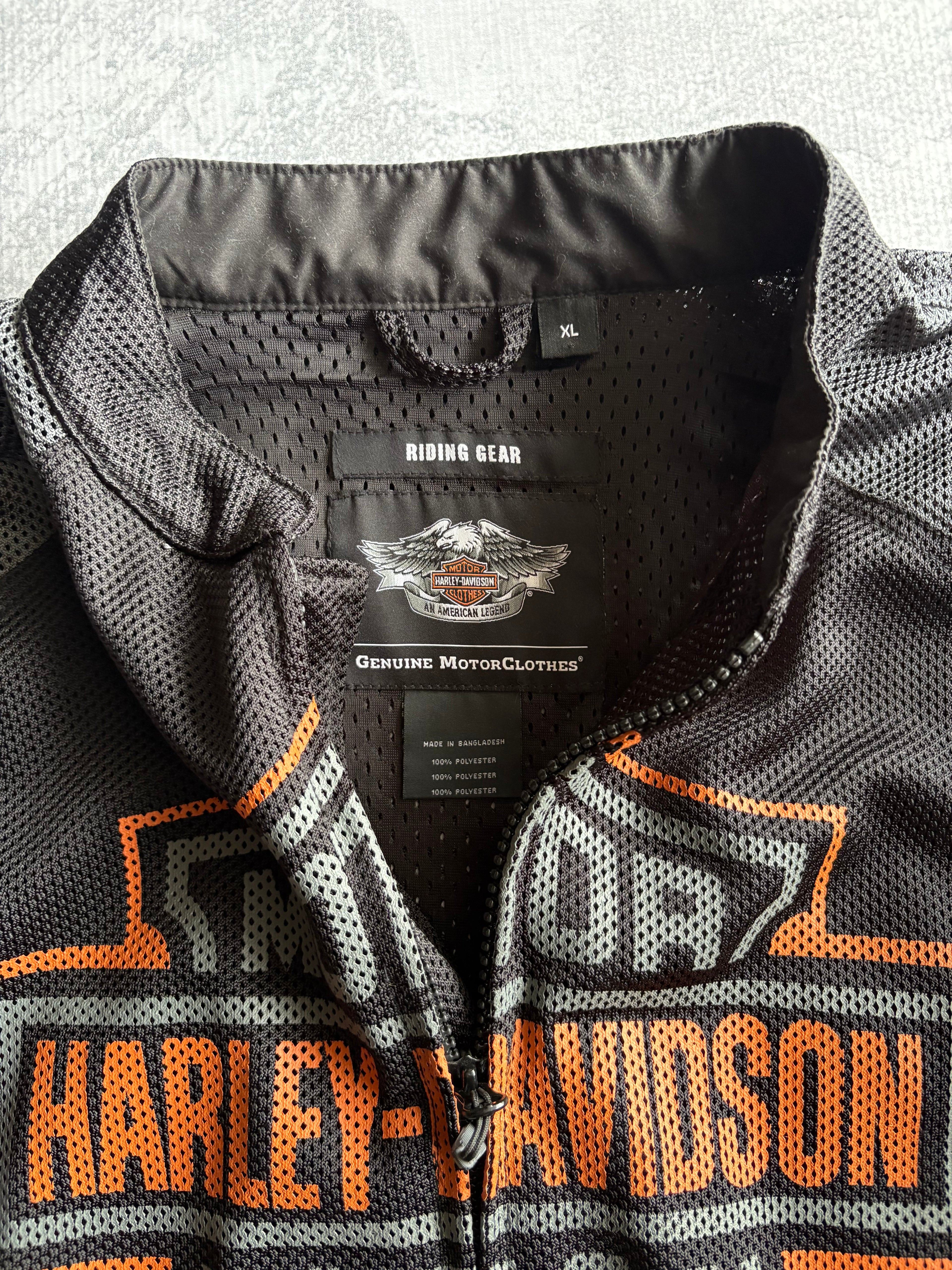 Vintage 90s Harley Davidson Logo Black Mesh Jacket - XL