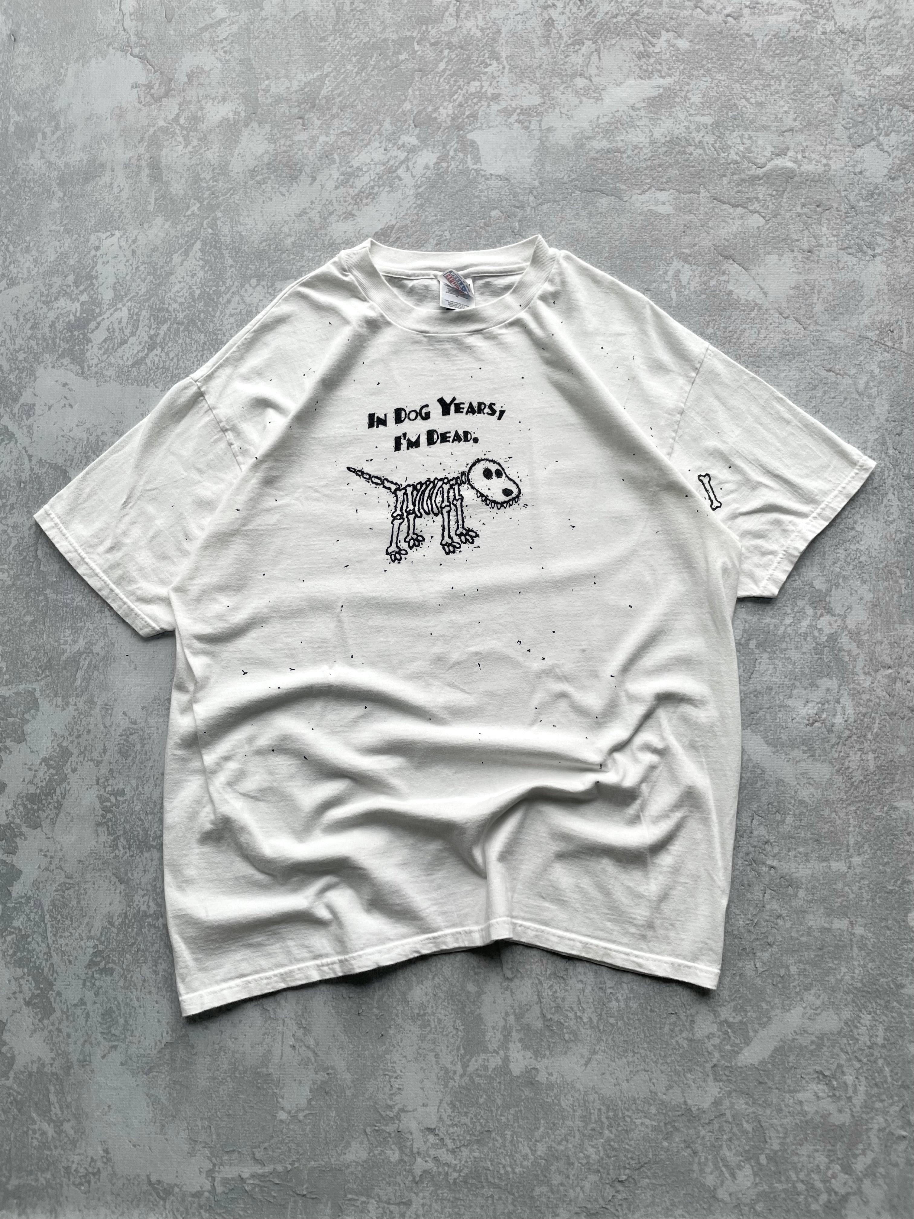 Vintage 90s Dog Years Funny White Tee - XL
