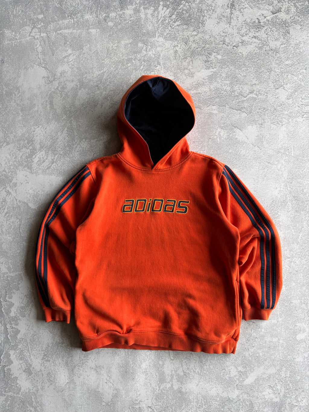 Vintage 90s Adidas Spellout Orange Hoodie - S