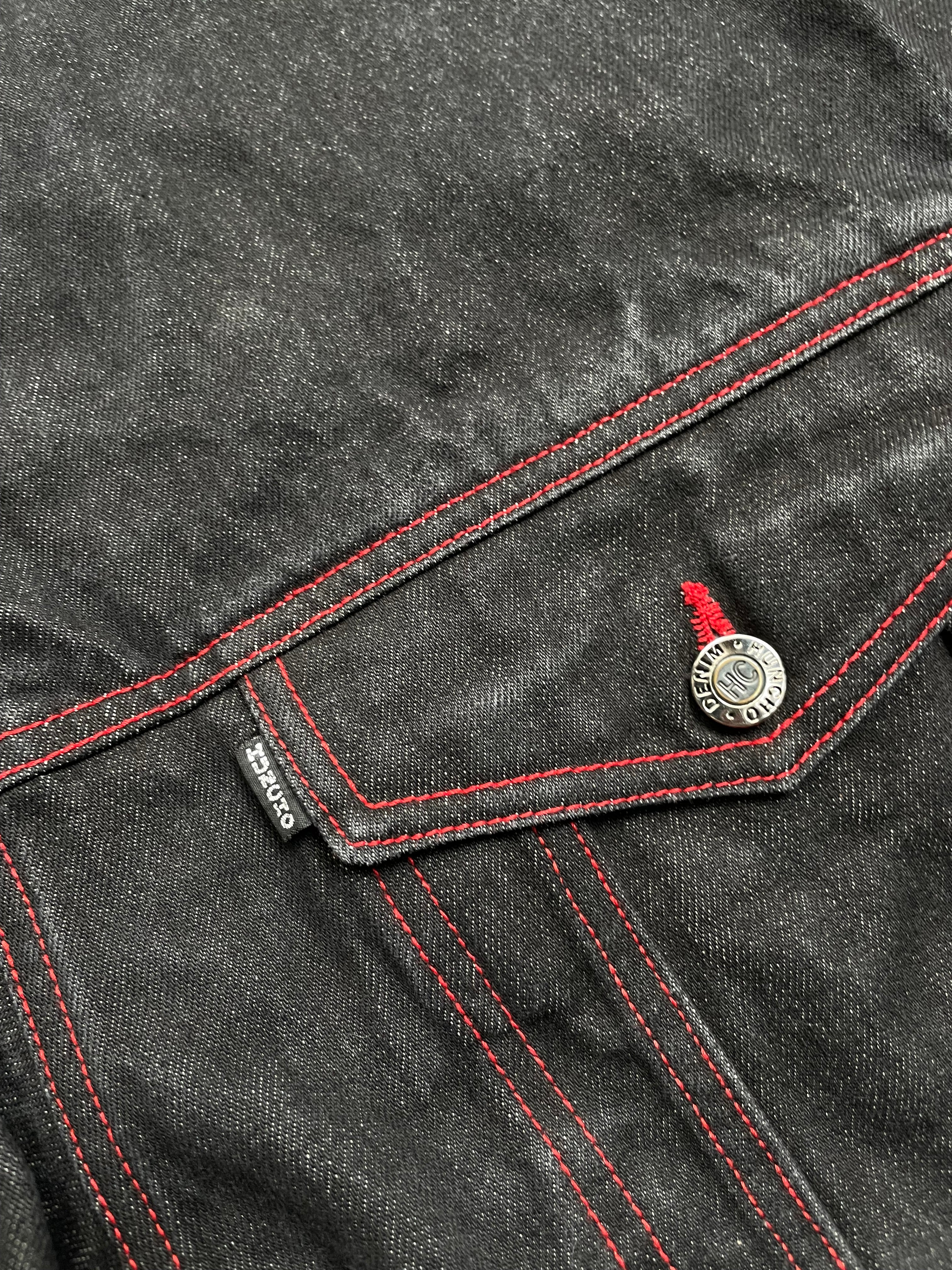 Vintage Huncho Hip Hop Embroidered Black Denim Jacket - 2XL