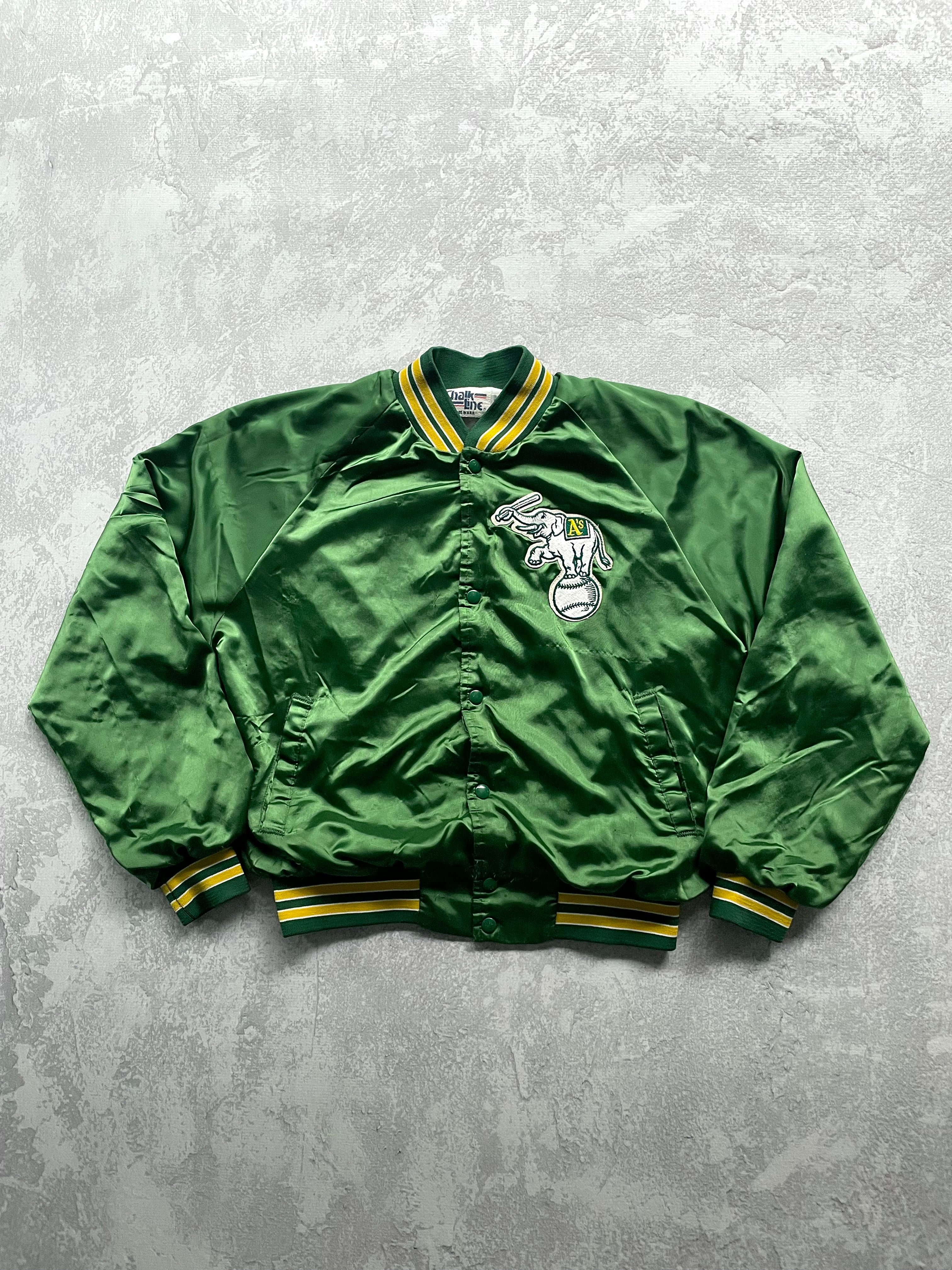 Vintage 90s MLB Chalk Line Oakland Athletics A's Satin Jacket - L