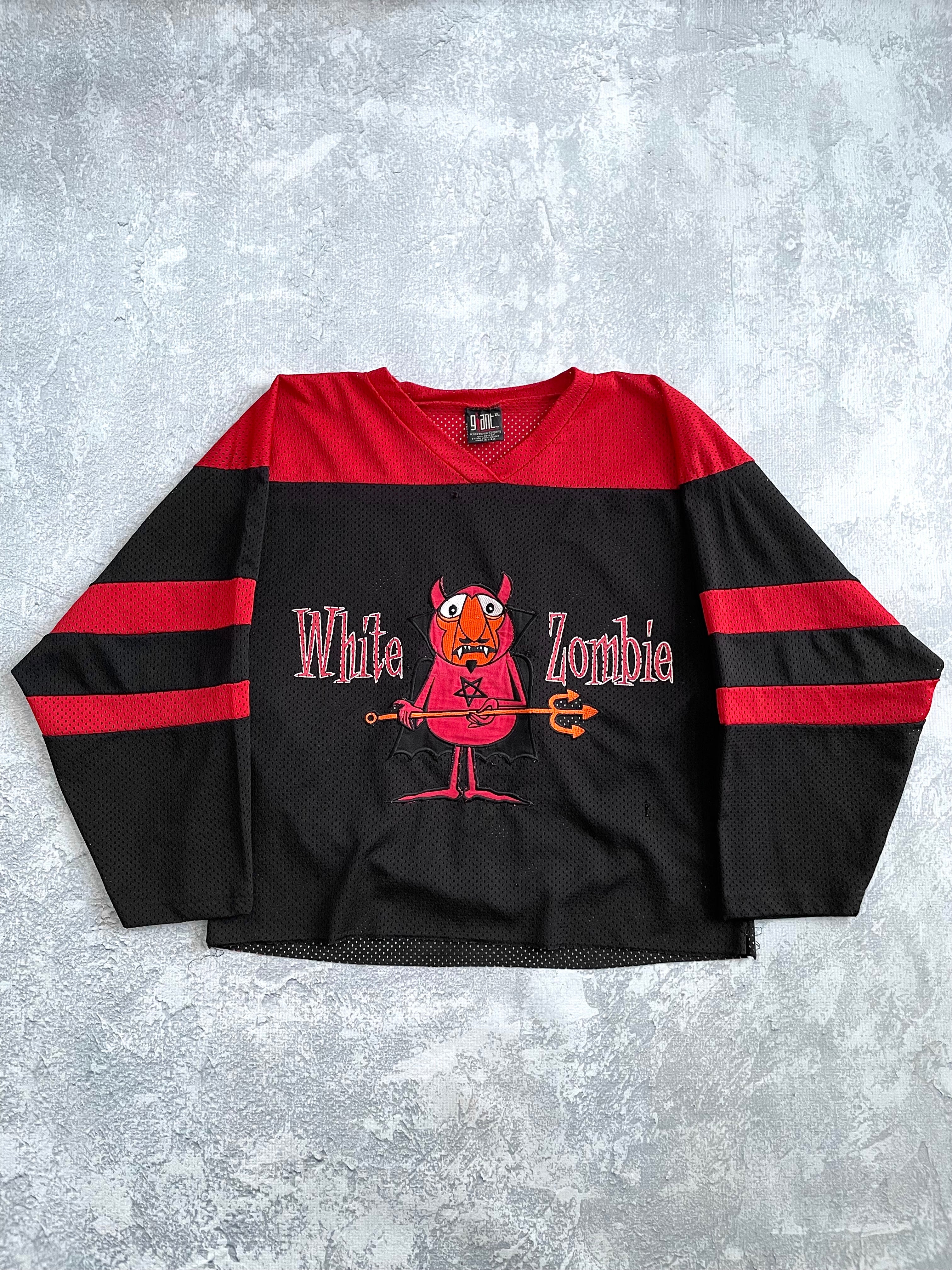 Vintage 90's White Zombie Heavy Metal Cropped Jersey - XL