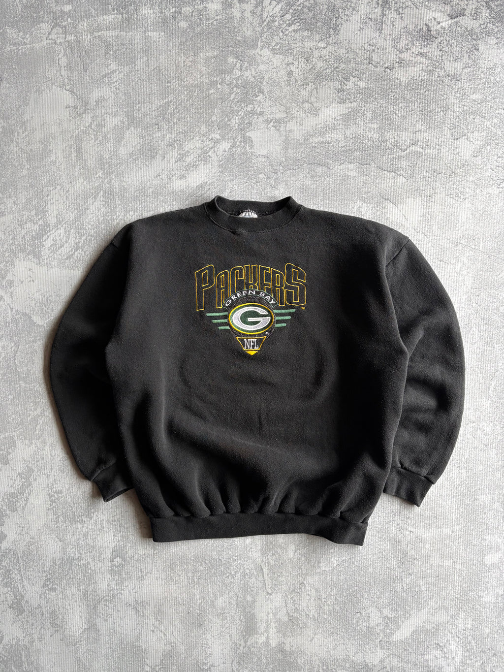 Vintage 90s Green Bay Packers Black Crewneck Sweater - L
