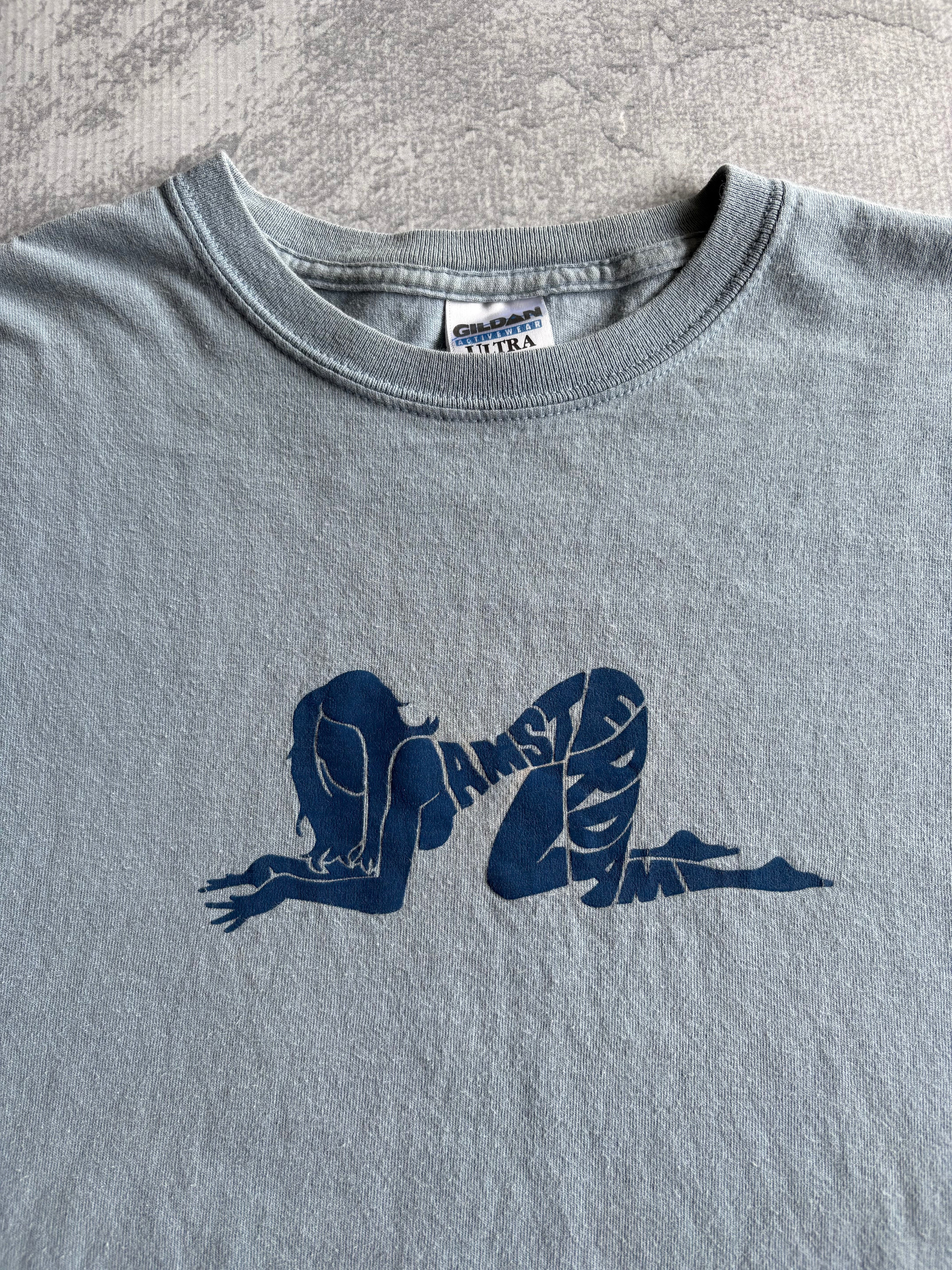 Vintage 2000s Amsterdam Spellout Freaky Blue Tee Shirt -