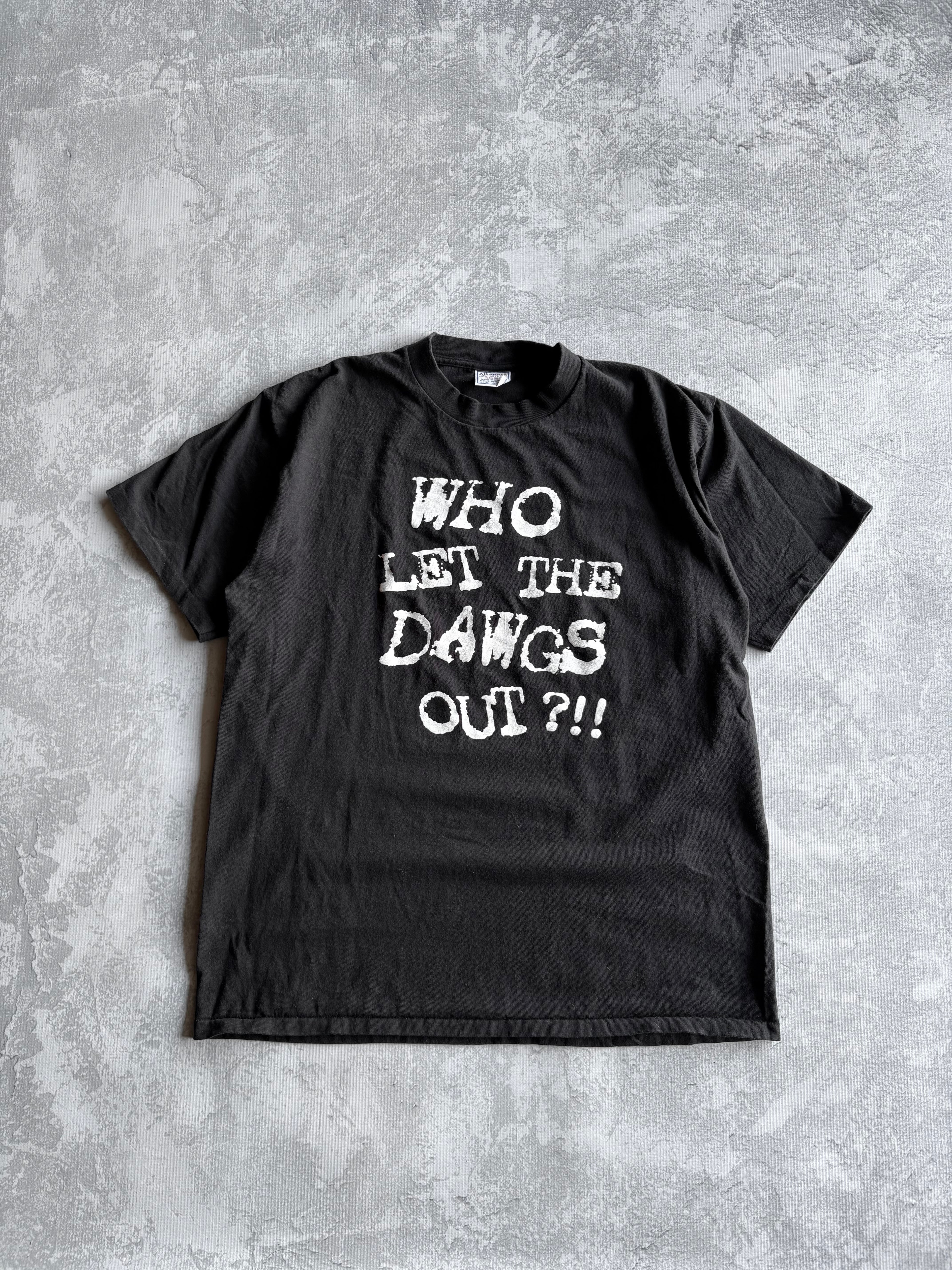 Vintage 90s Who Lets the Dawgs Out Funny Tee Shirt - XL