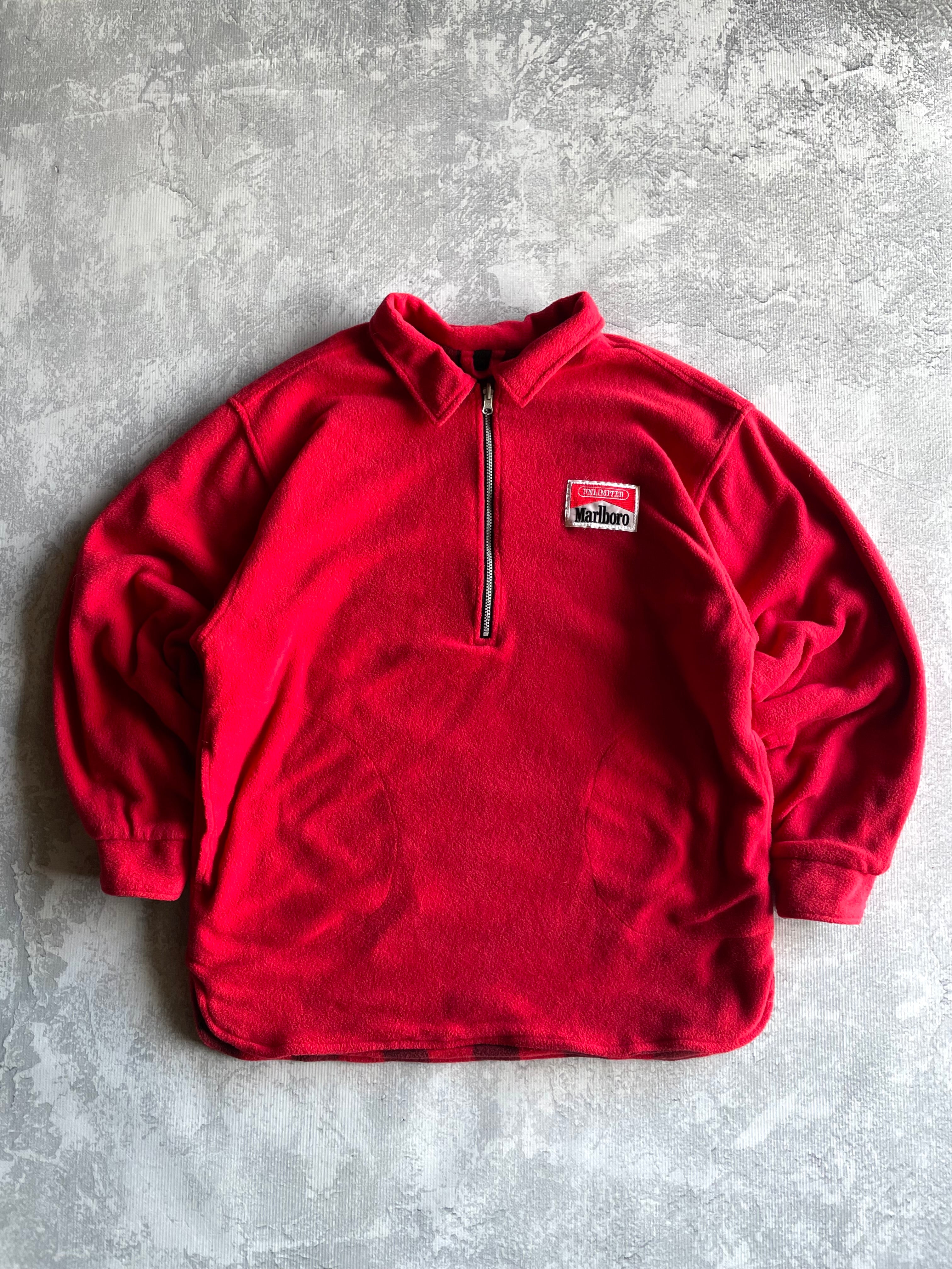 Vintage 90s Marlboro Quarter Zip Reversible Fleece - L