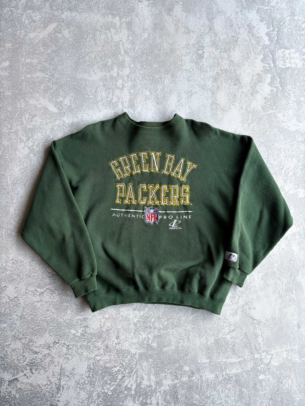 Vintage 90s Logo Athletic Green Bay Packers Green Green Crewneck - L