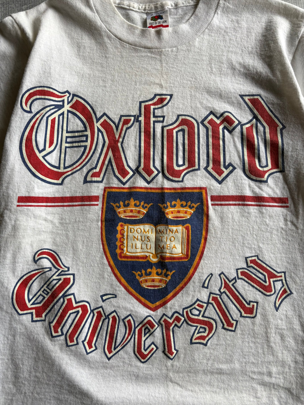 Vintage 90s Oxford University Spellout Logo White Tee Shirt - M
