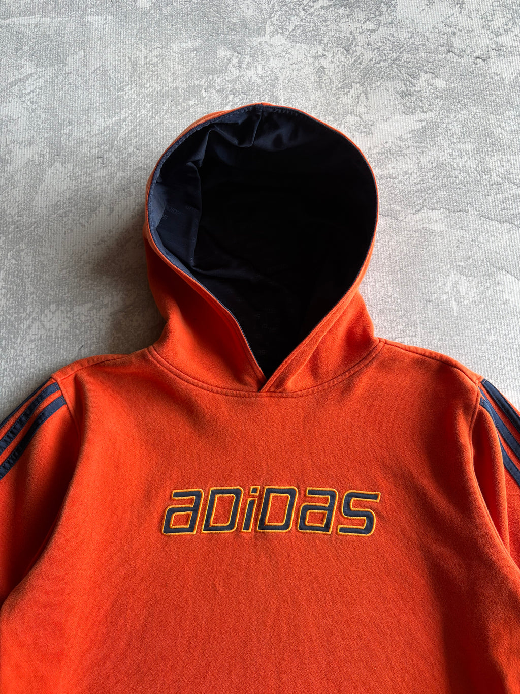 Vintage 90s Adidas Spellout Orange Hoodie - S